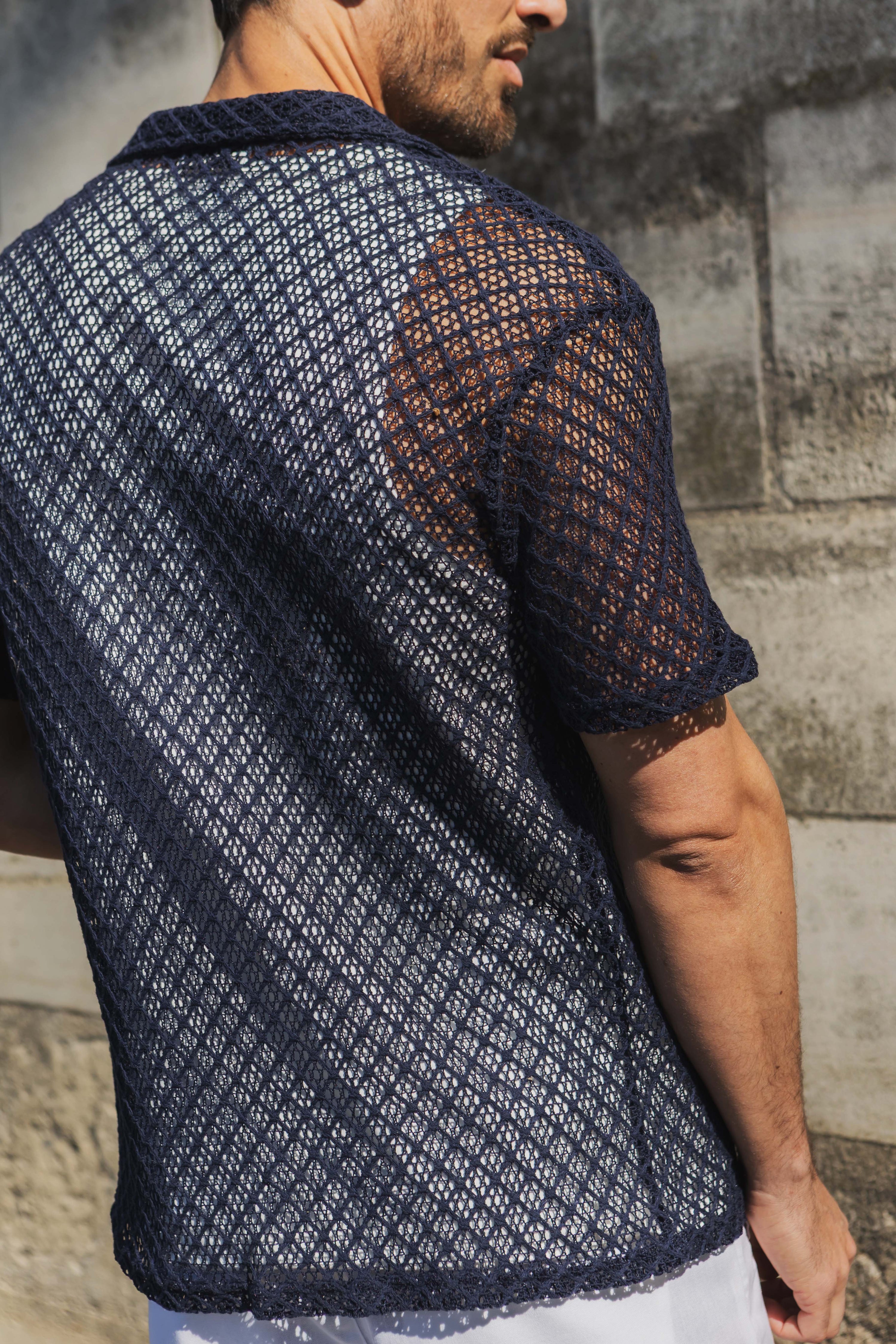 Chemise crochet col cubain