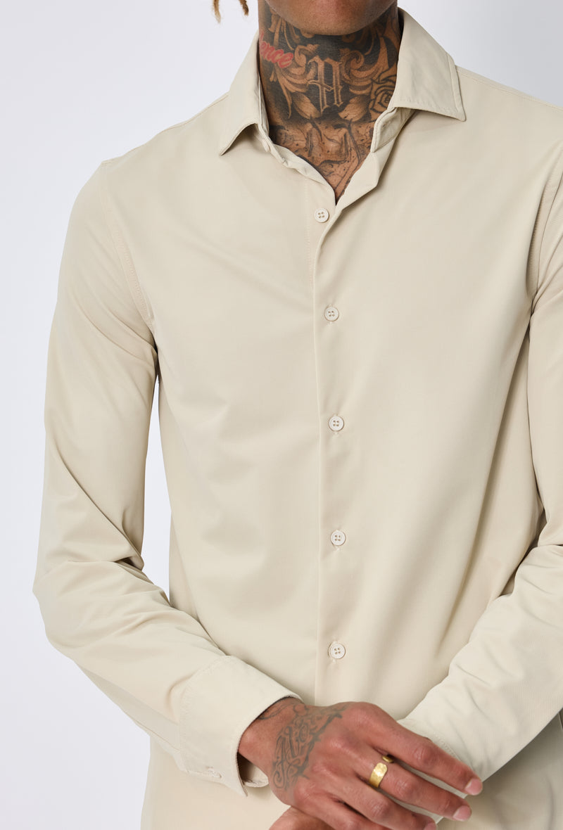 Chemise ajustée col italien