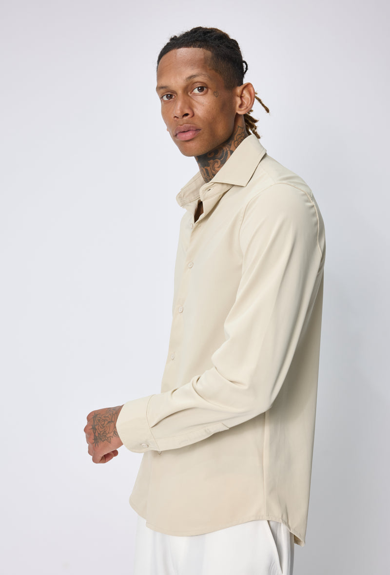 Chemise ajustée col italien