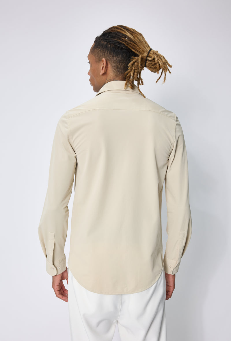 Chemise ajustée col italien