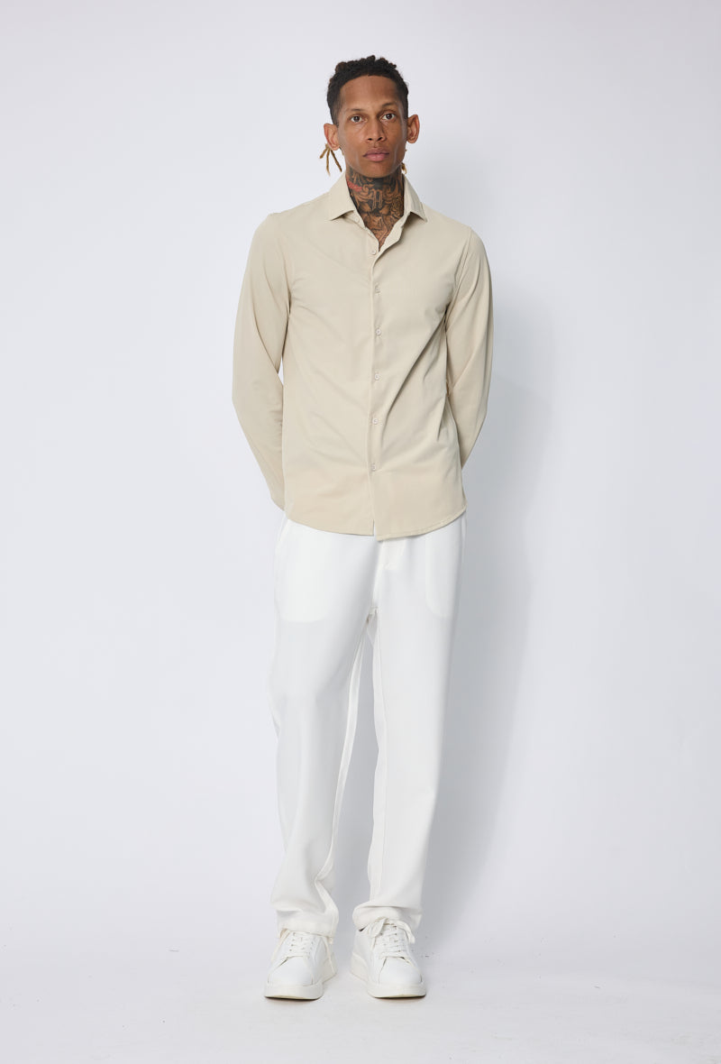 Chemise ajustée col italien