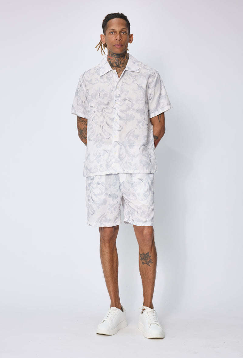 Ensemble chemise short fleuri