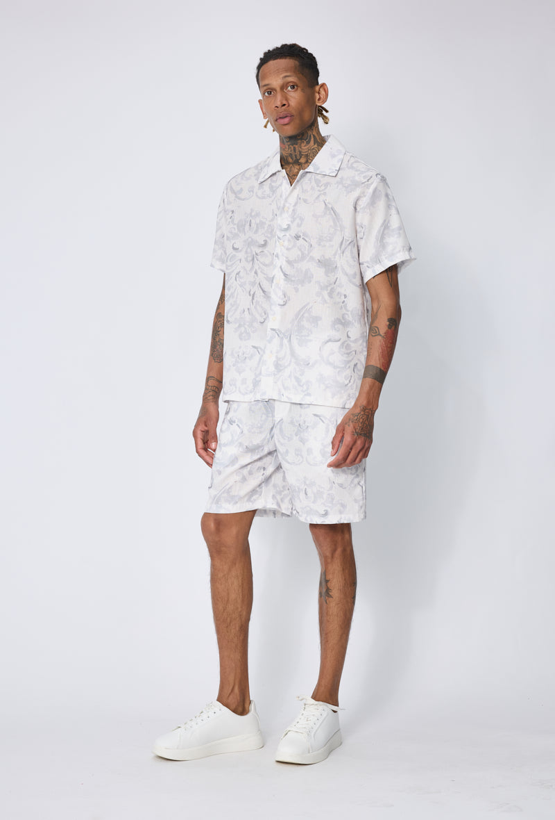 Ensemble chemise short fleuri