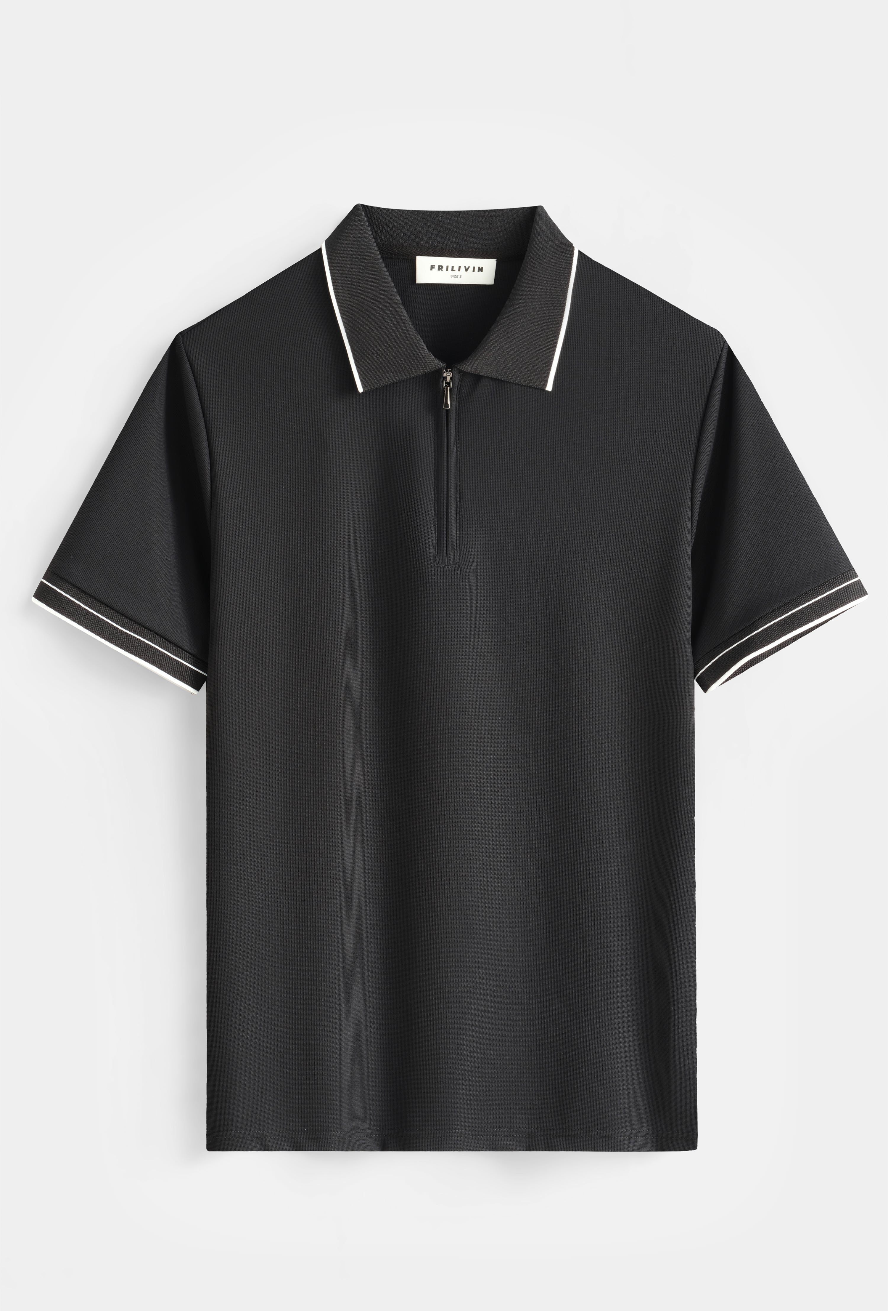 Polo zippé col contrasté