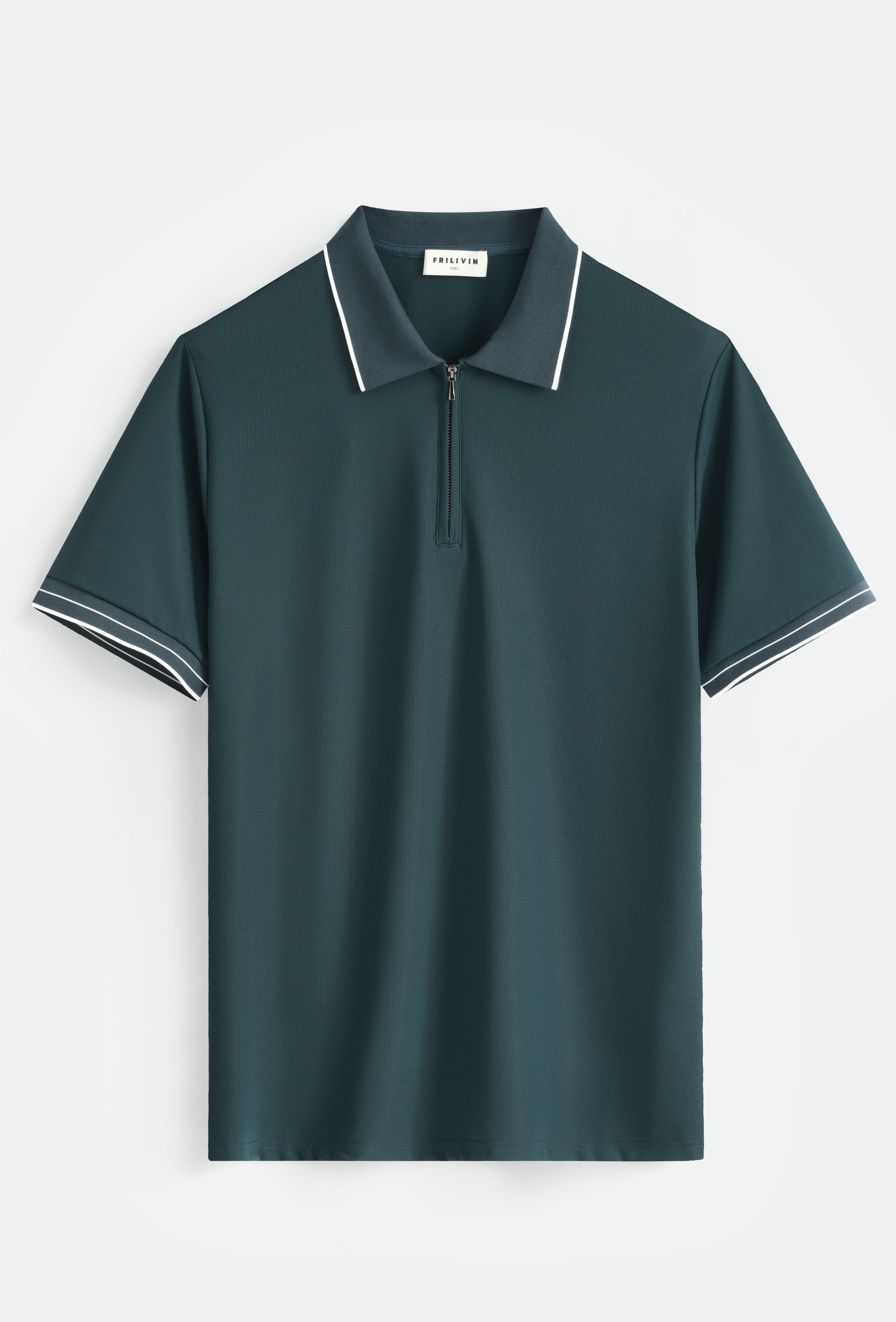 Polo zippé col contrasté