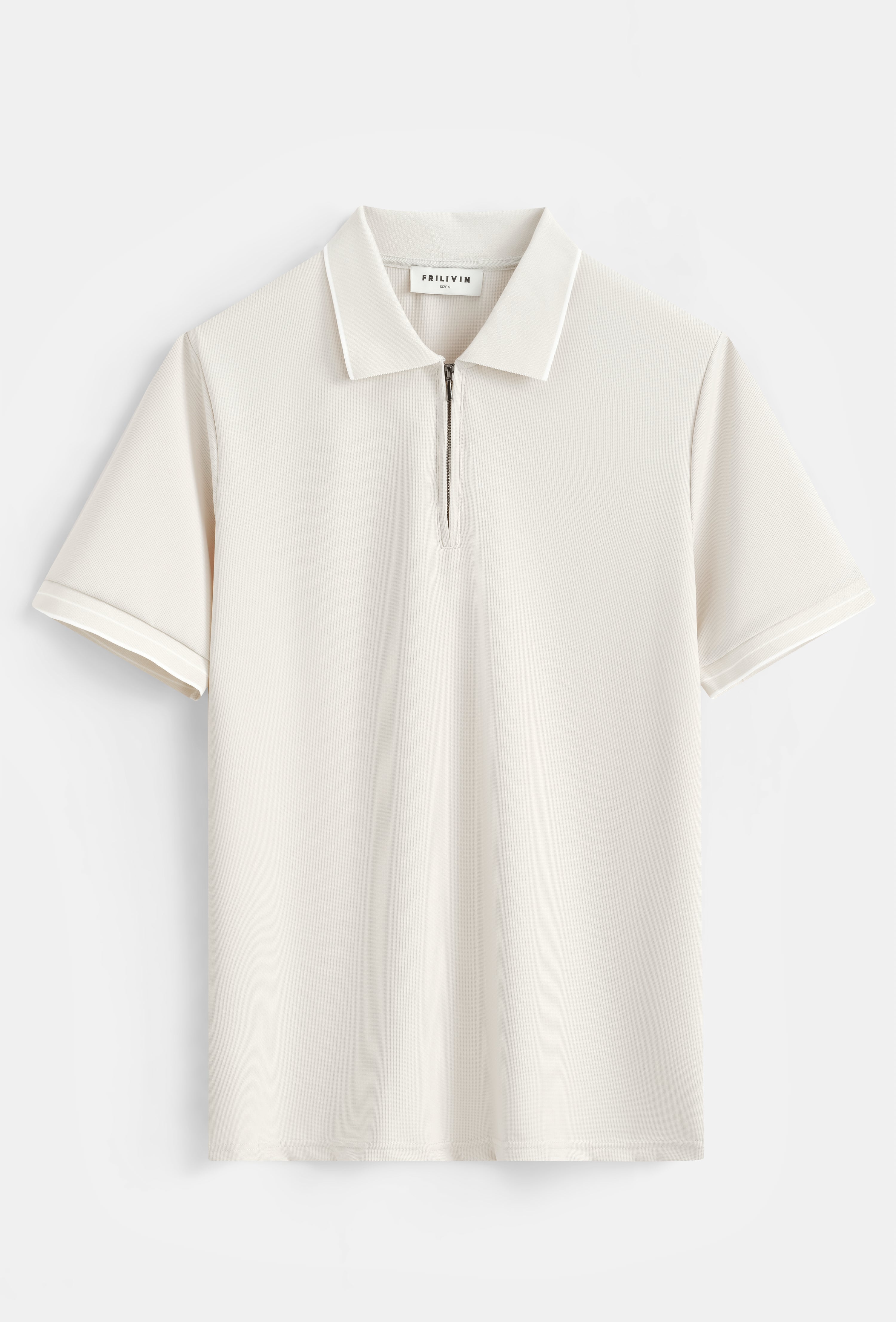Polo zippé col contrasté