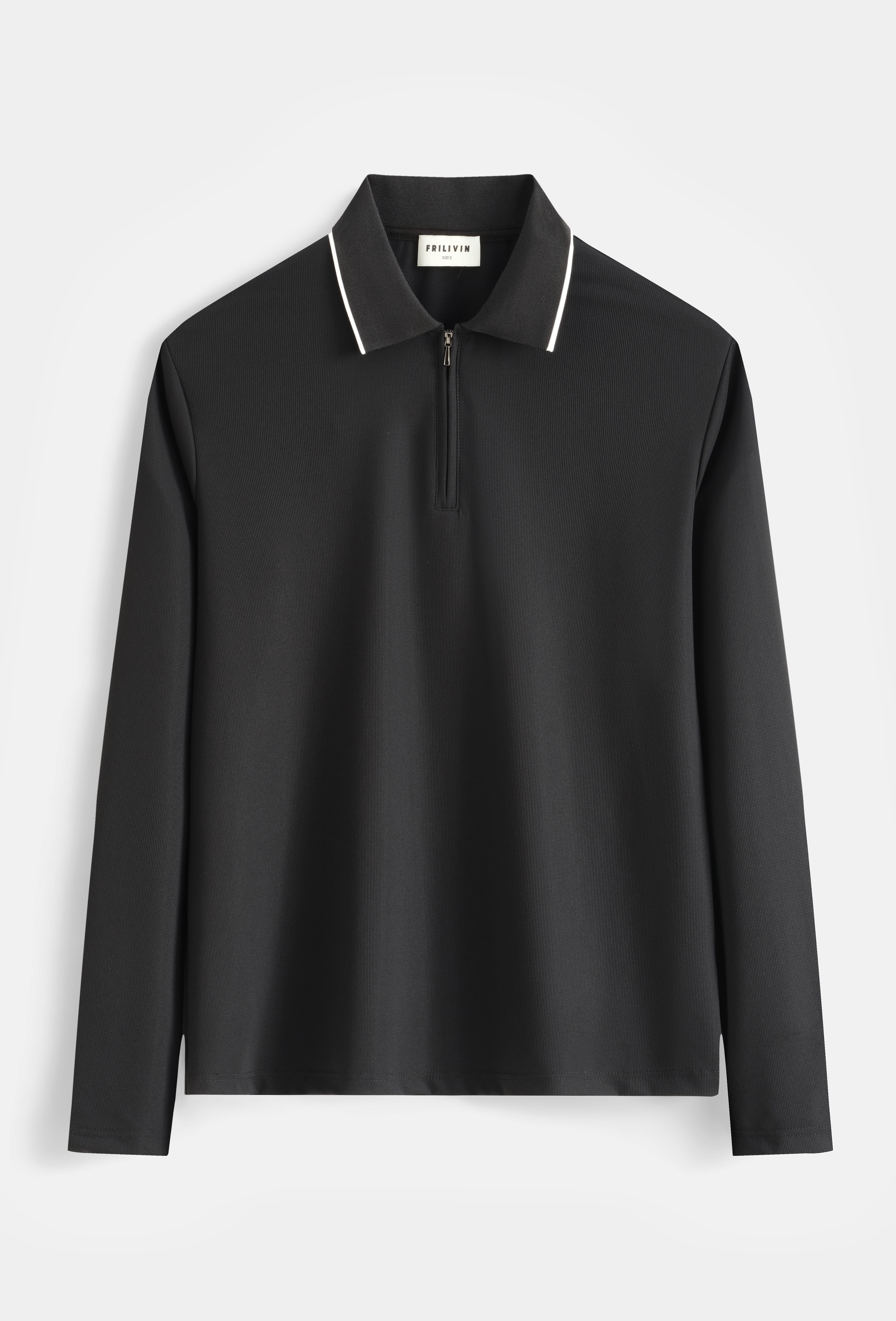 Polo zippé col à liserés