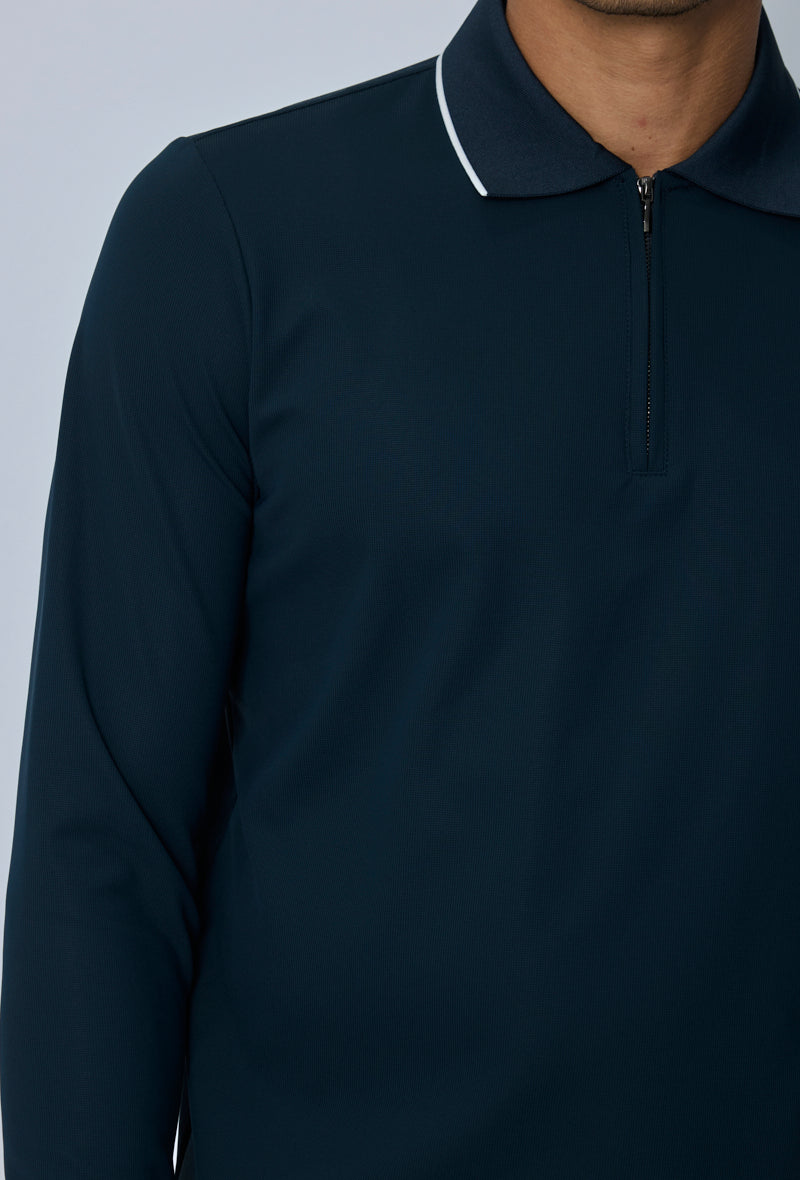 Polo zippé col à liserés