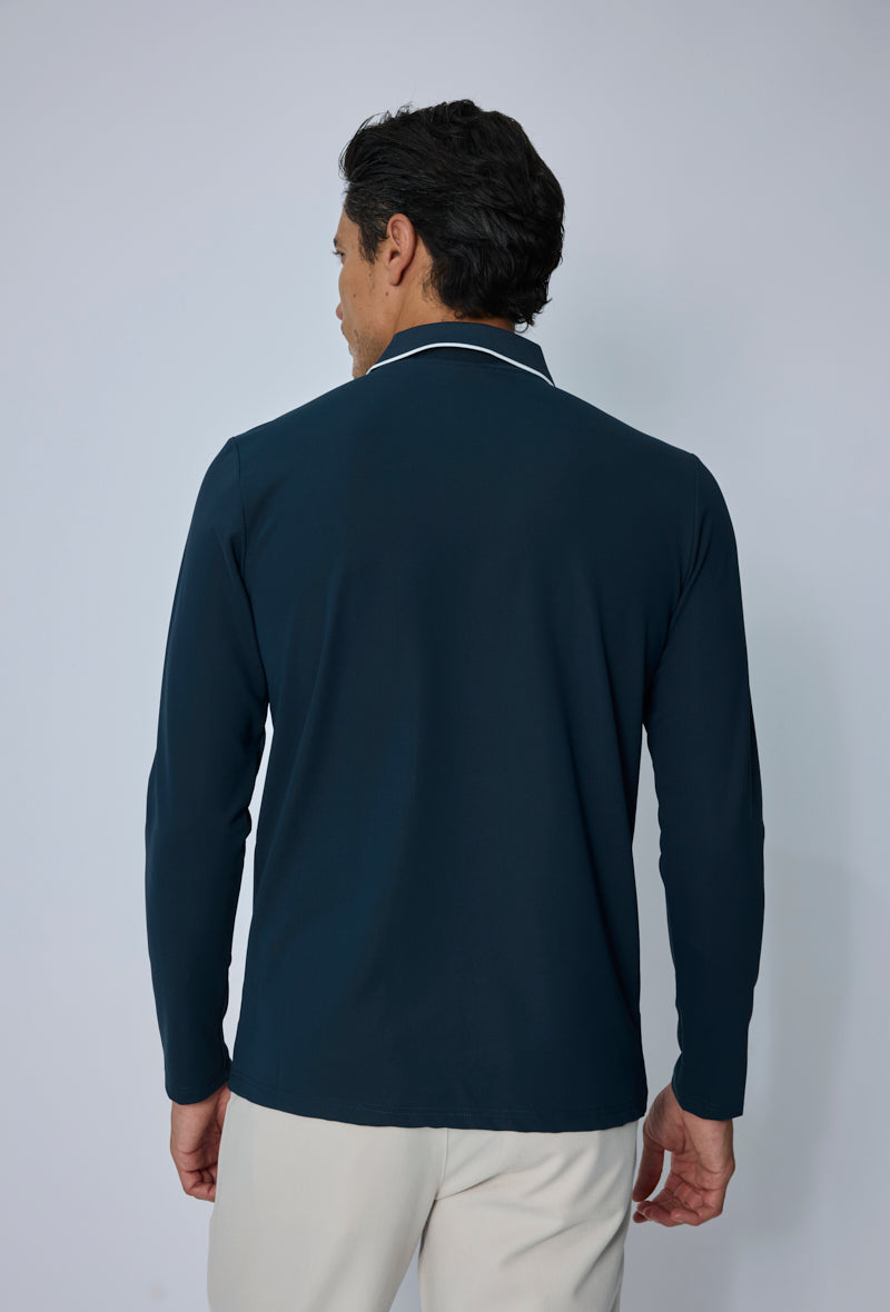 Polo zippé col à liserés