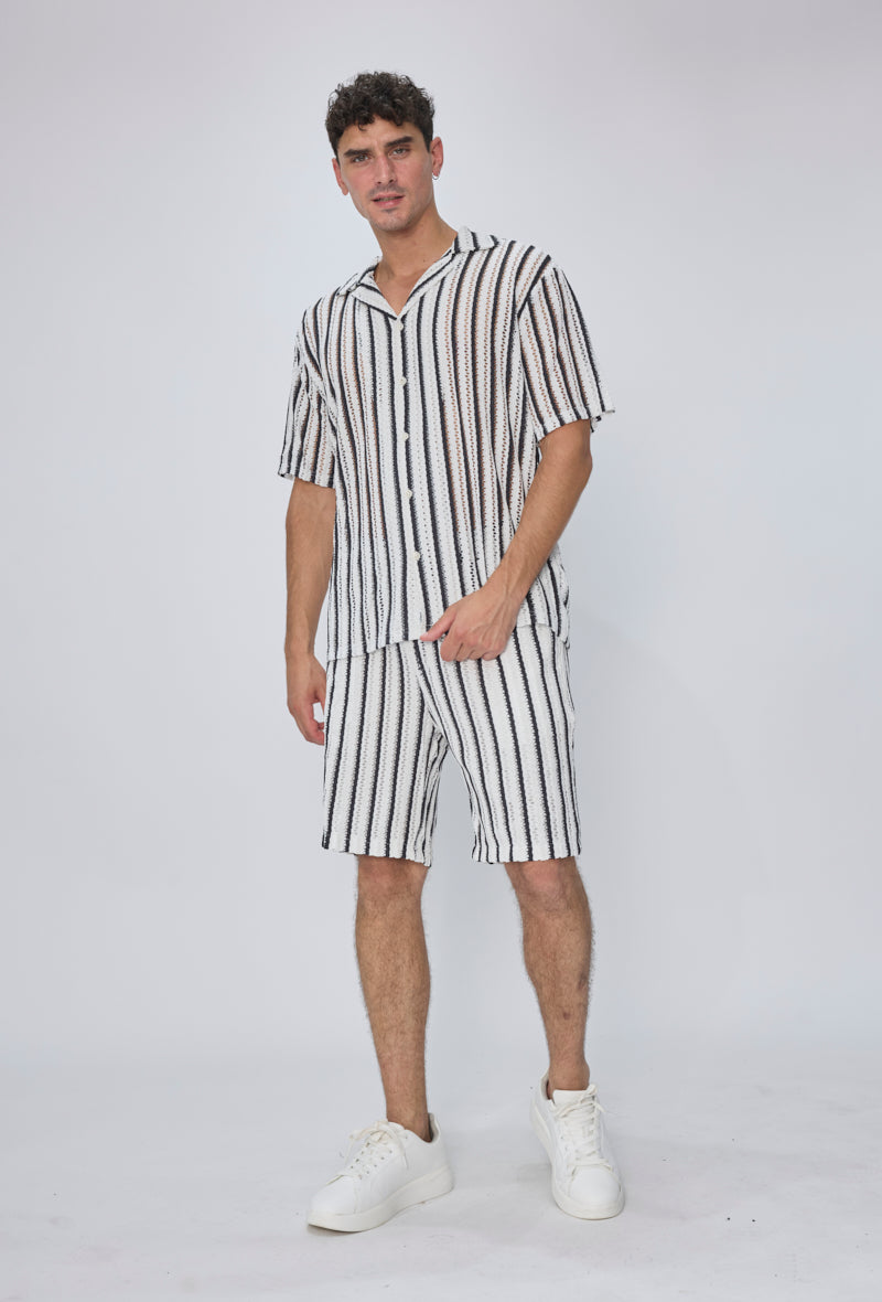 Ensemble chemise short rayé