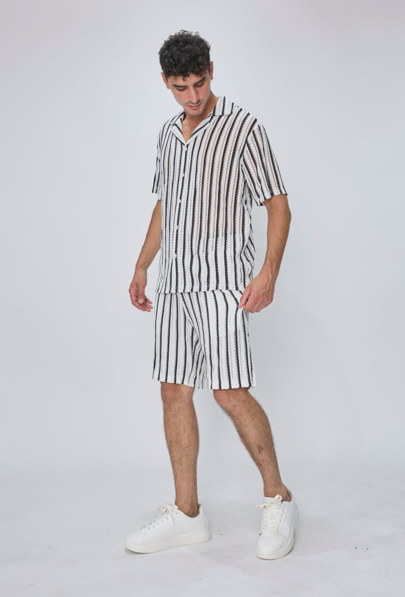 Ensemble chemise short rayé