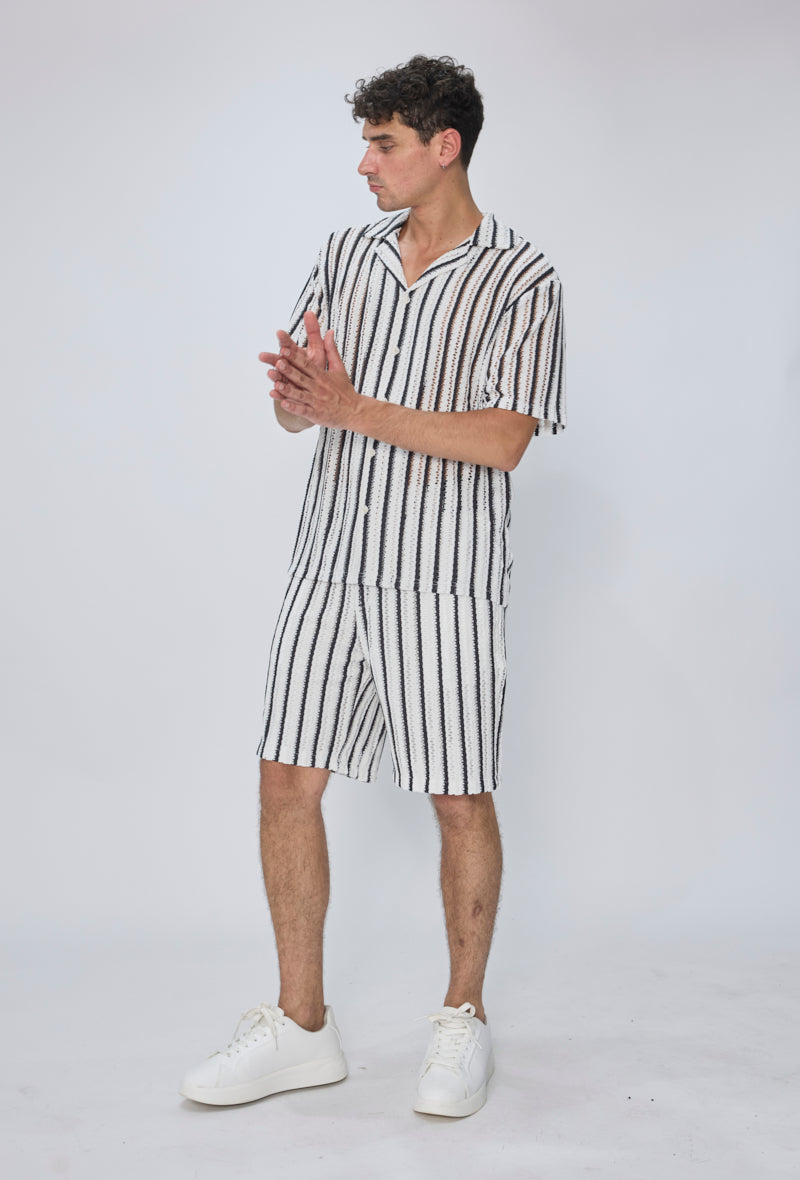 Ensemble chemise short rayé