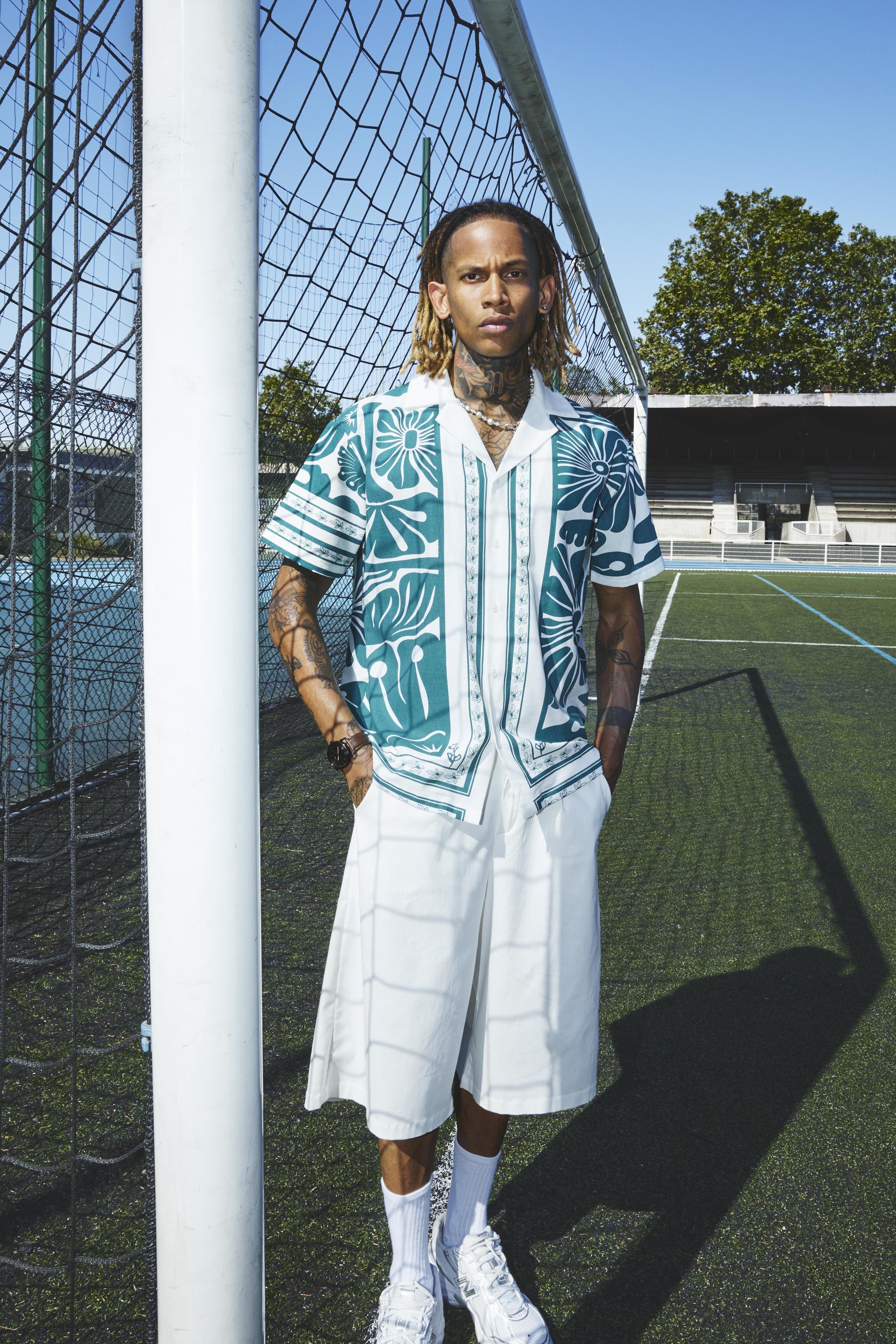 Chemise florale col camp