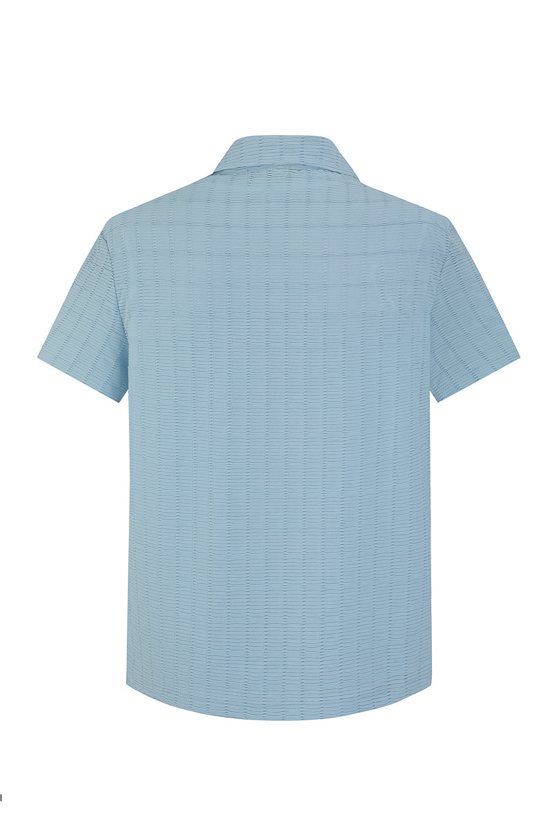 Chemise plissée manches courtes col à revers