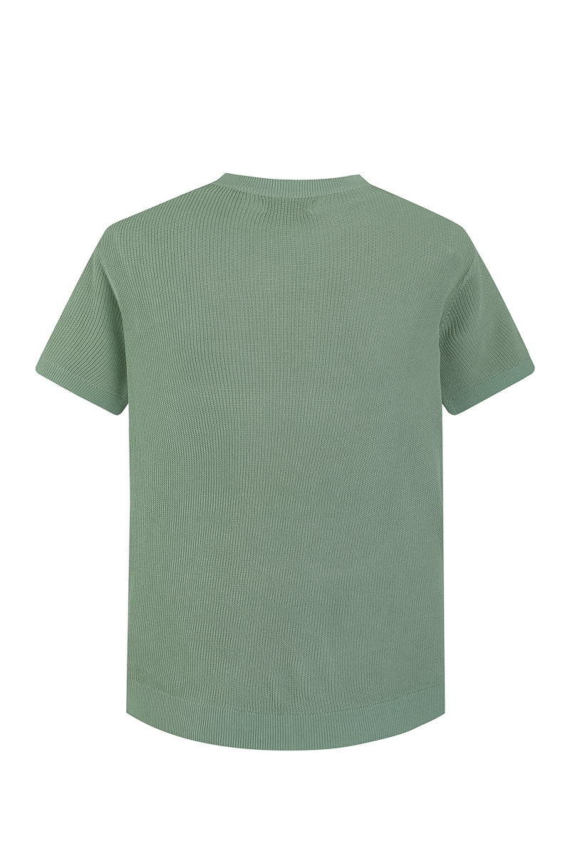 Plain short-sleeved knit T-shirt