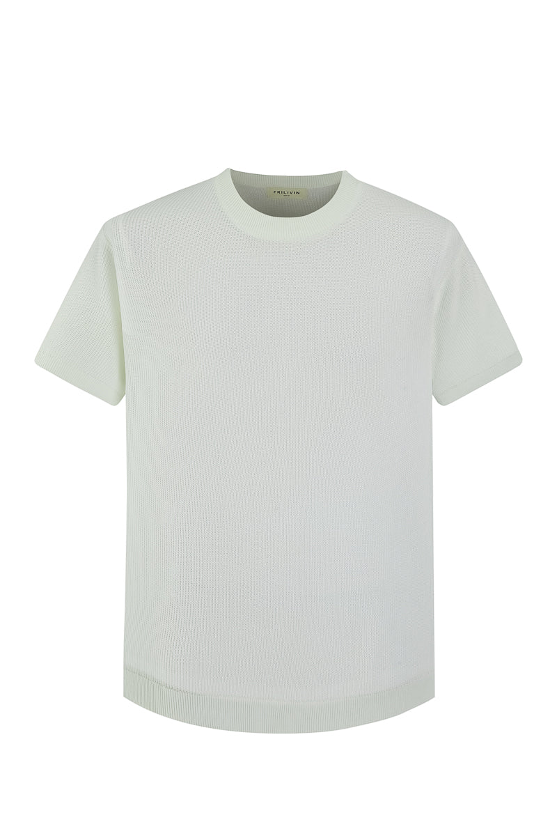 Plain short-sleeved knit T-shirt