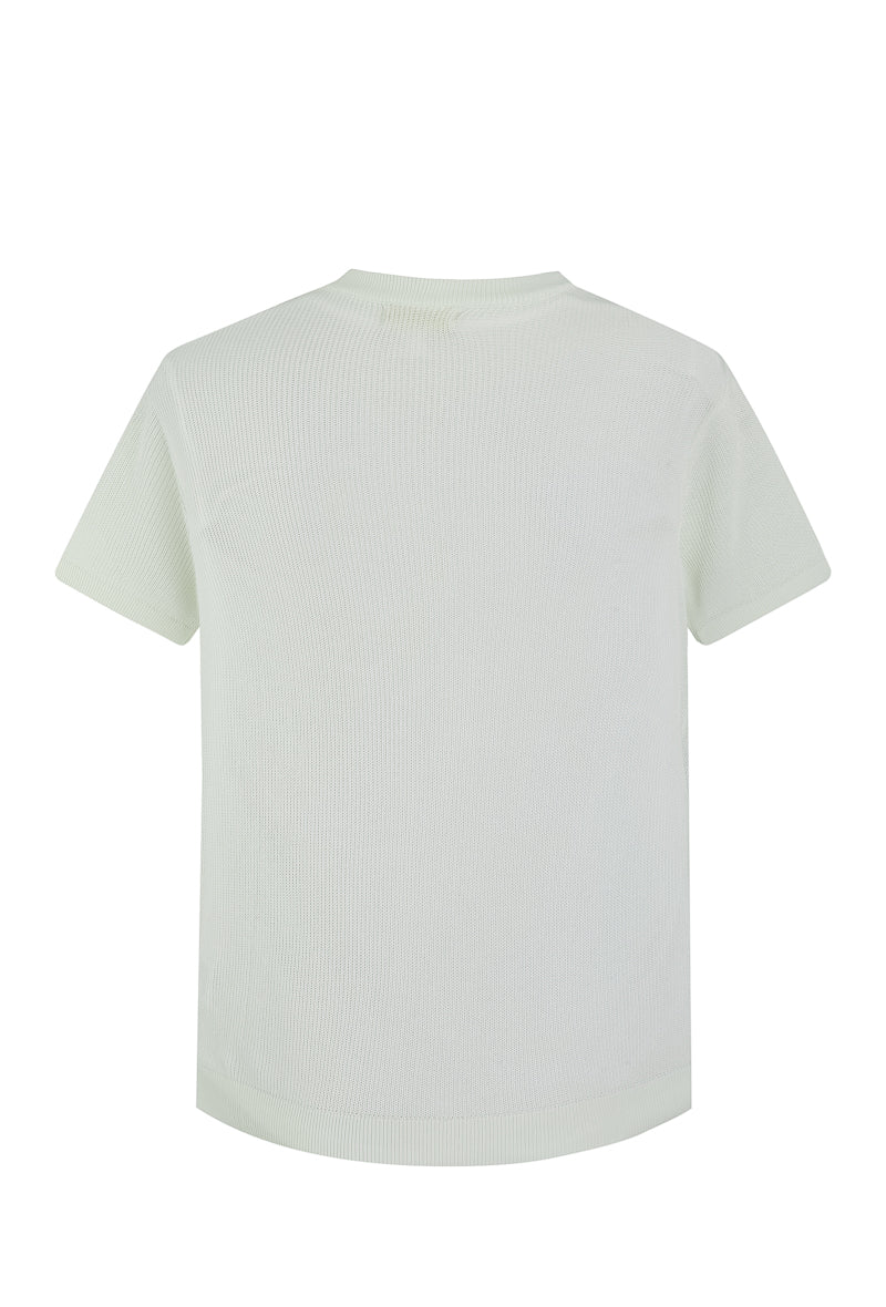 Plain short-sleeved knit T-shirt