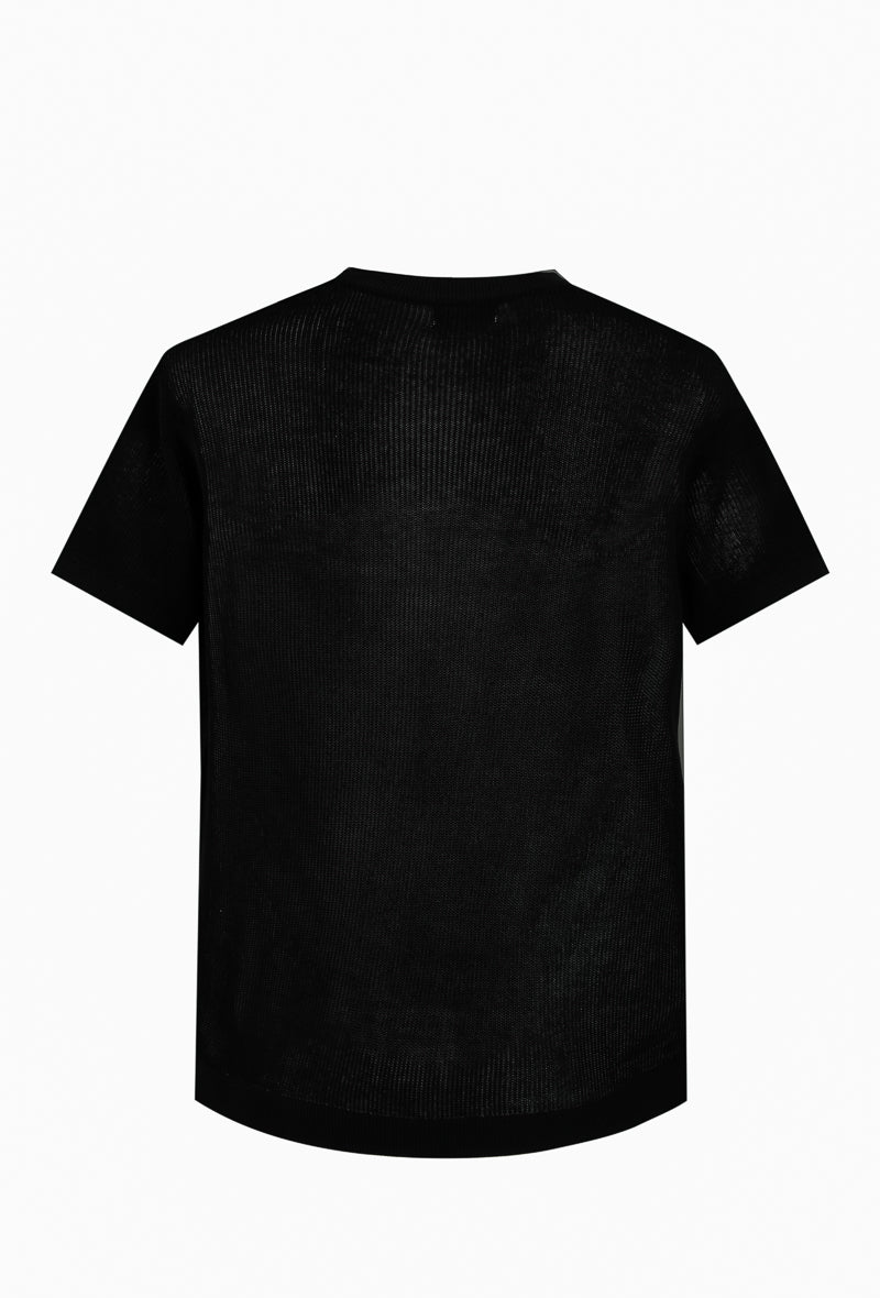 T-shirt uni en maille manches courtes