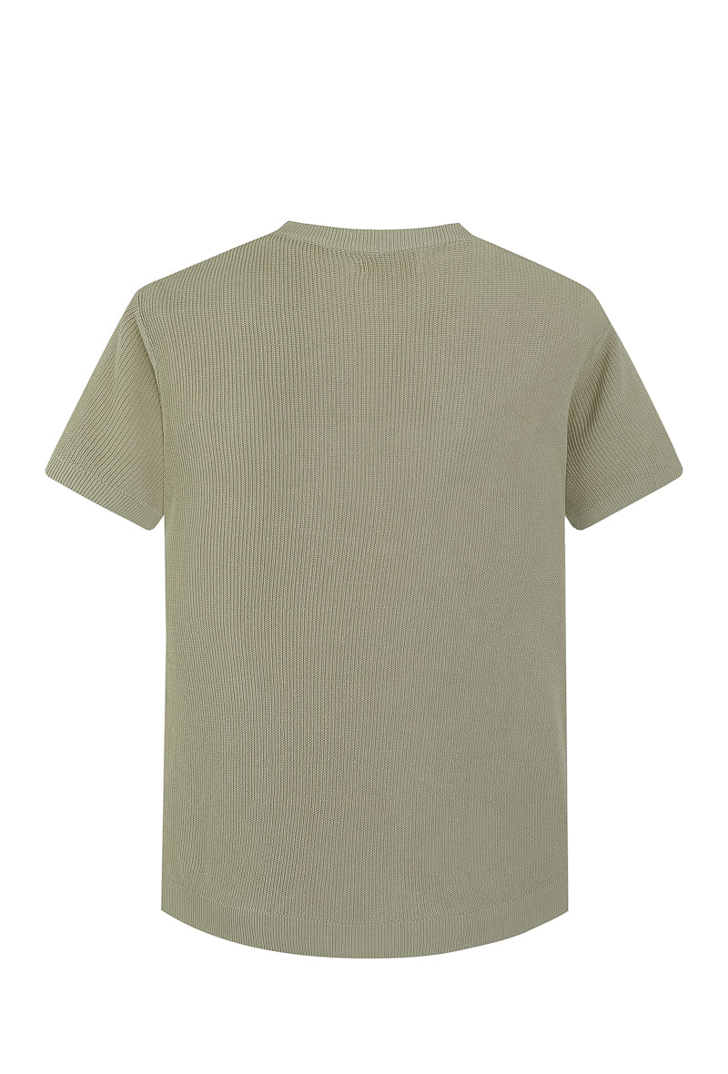 Plain short-sleeved knit T-shirt