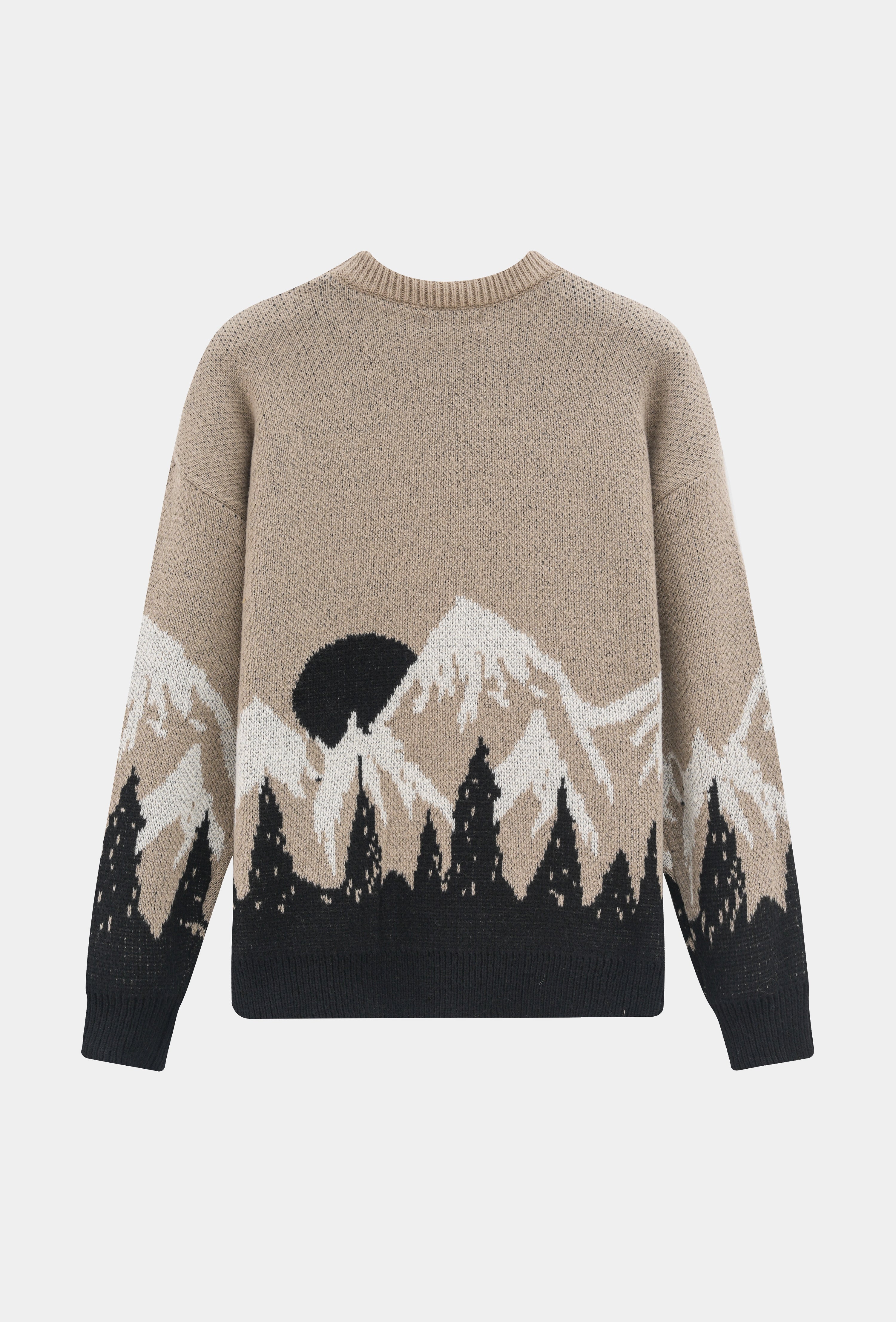Pull col rond à motif montagne net