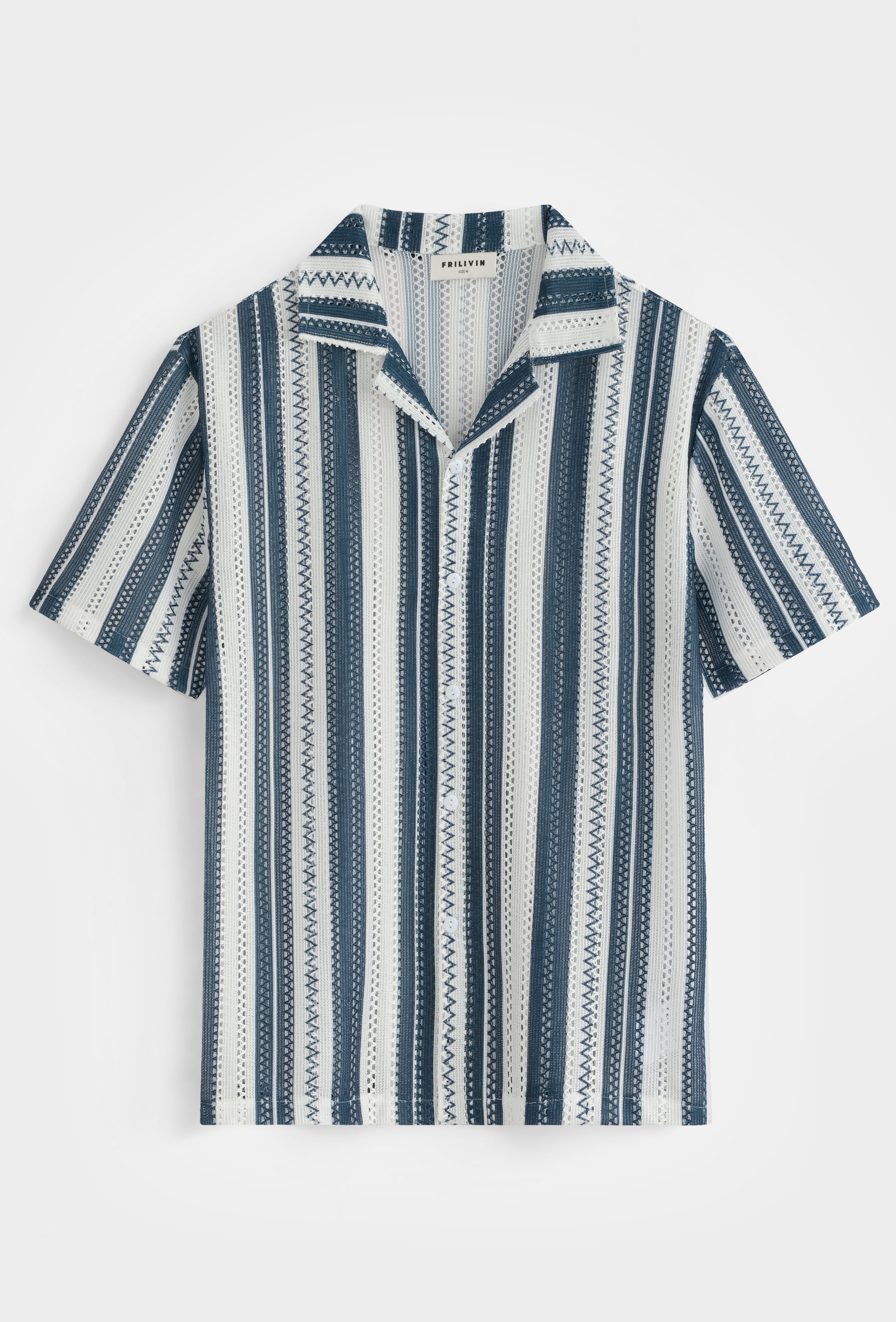 Chemise rayée col cubain