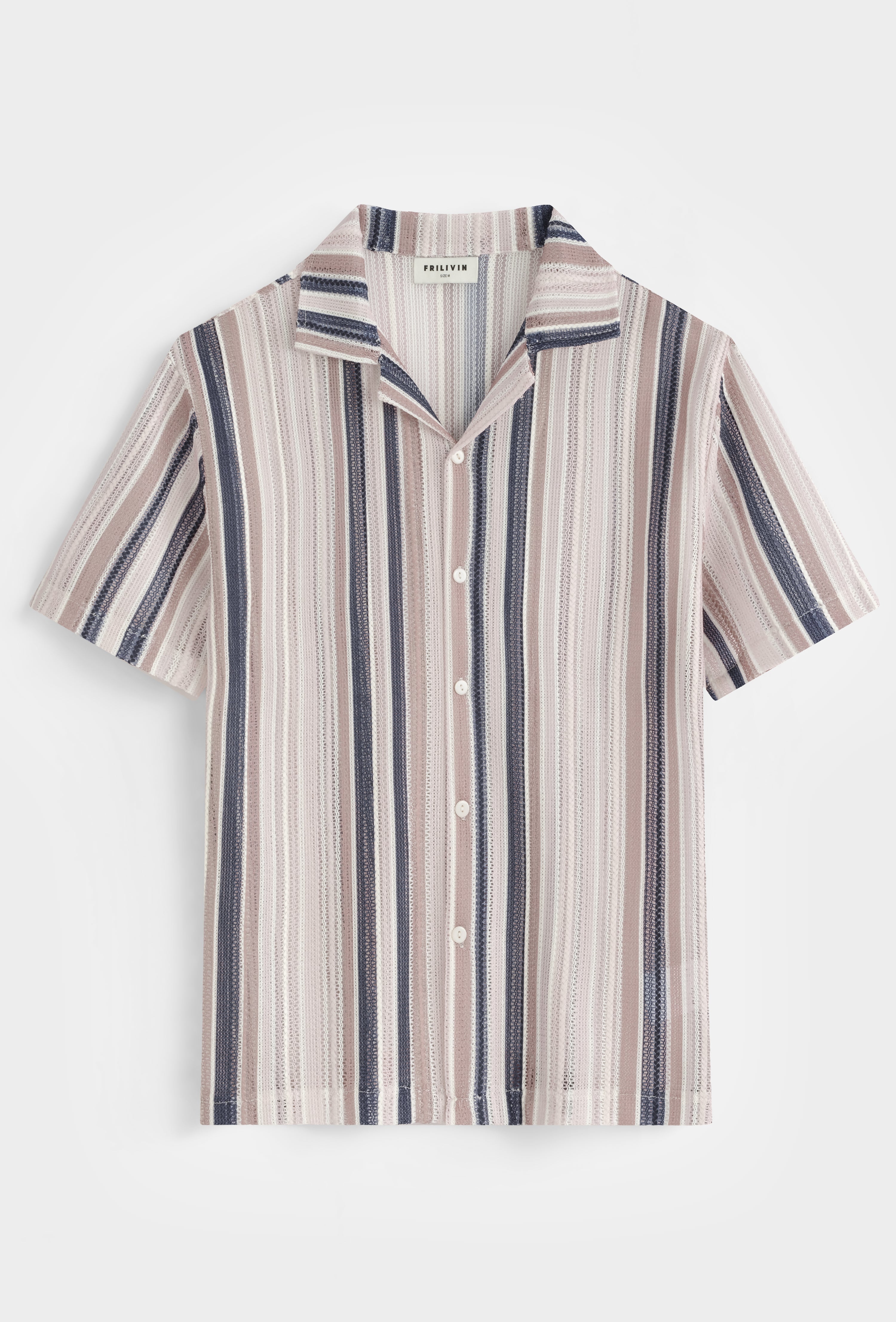 Chemise rayée col cubain