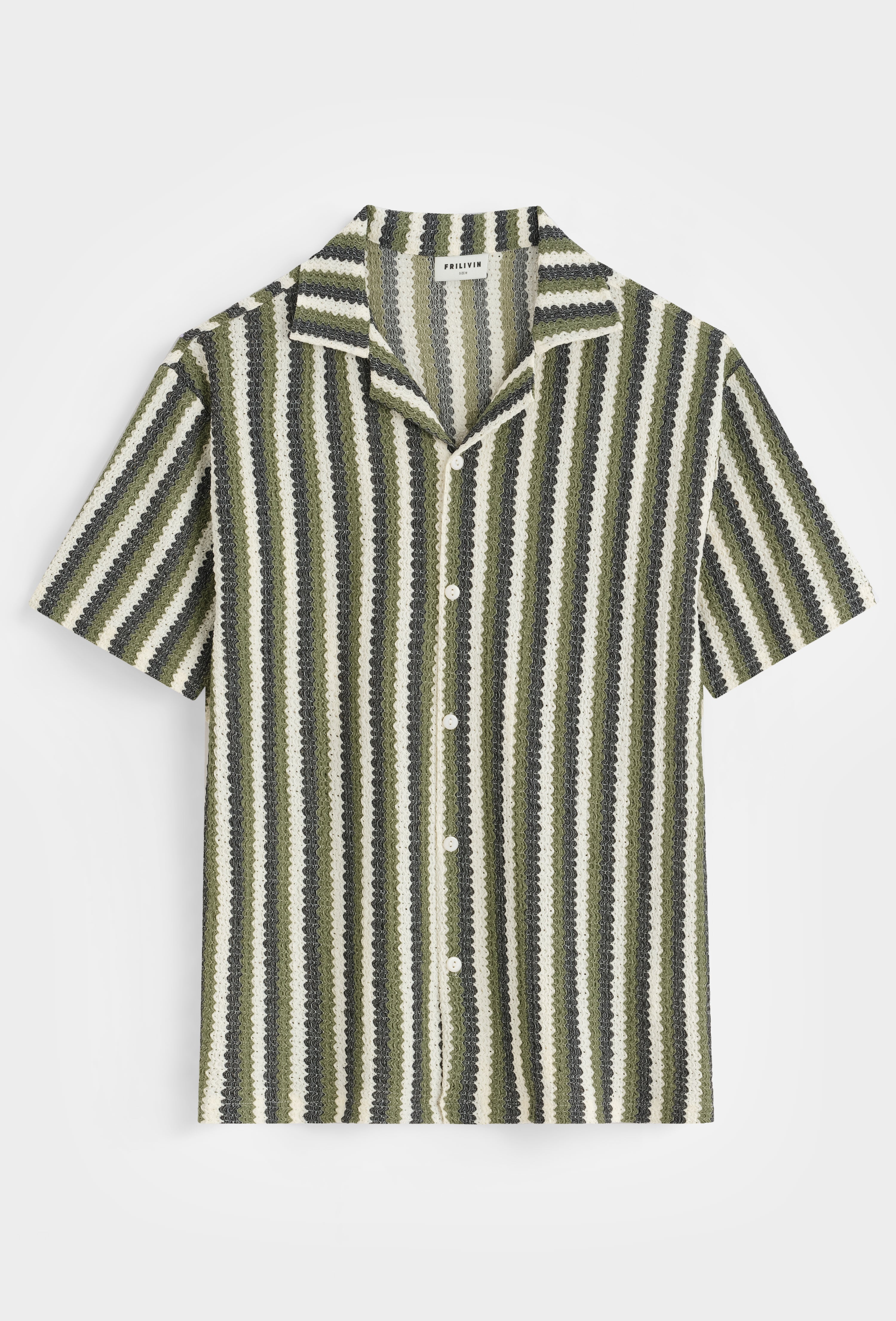 Chemise rayée col cubain