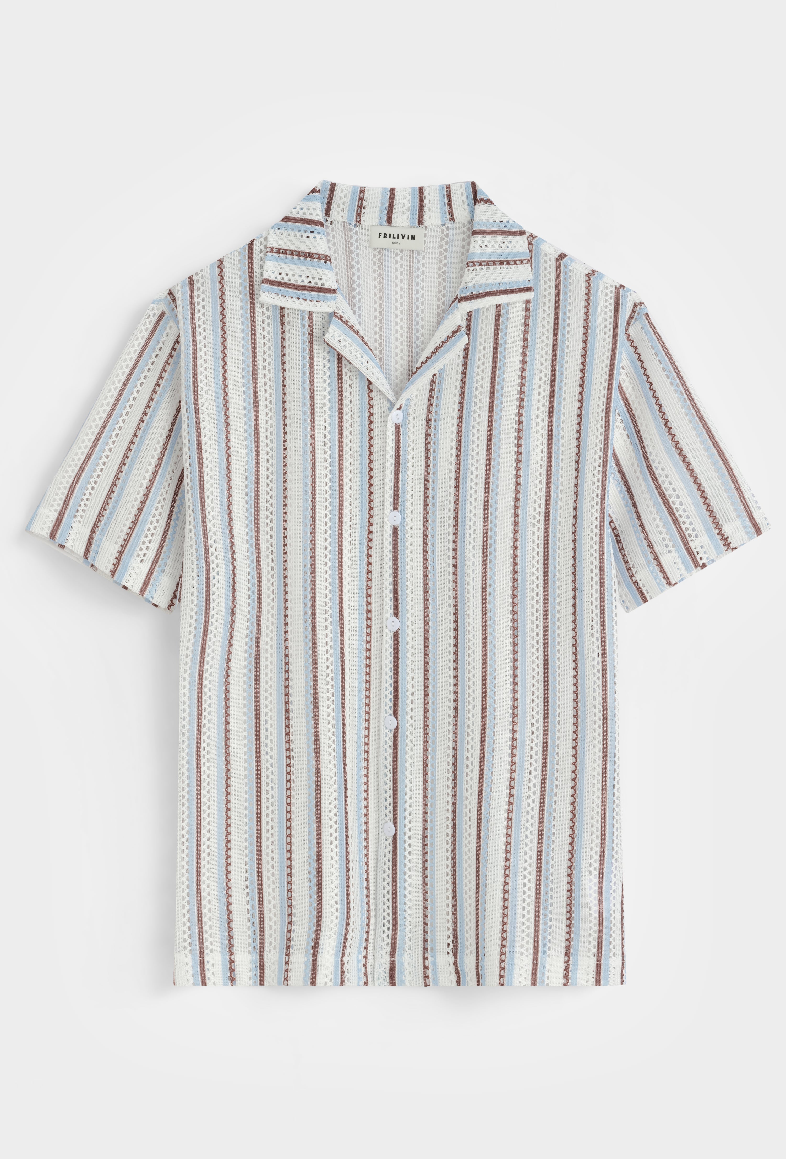 Chemise rayée col cubain