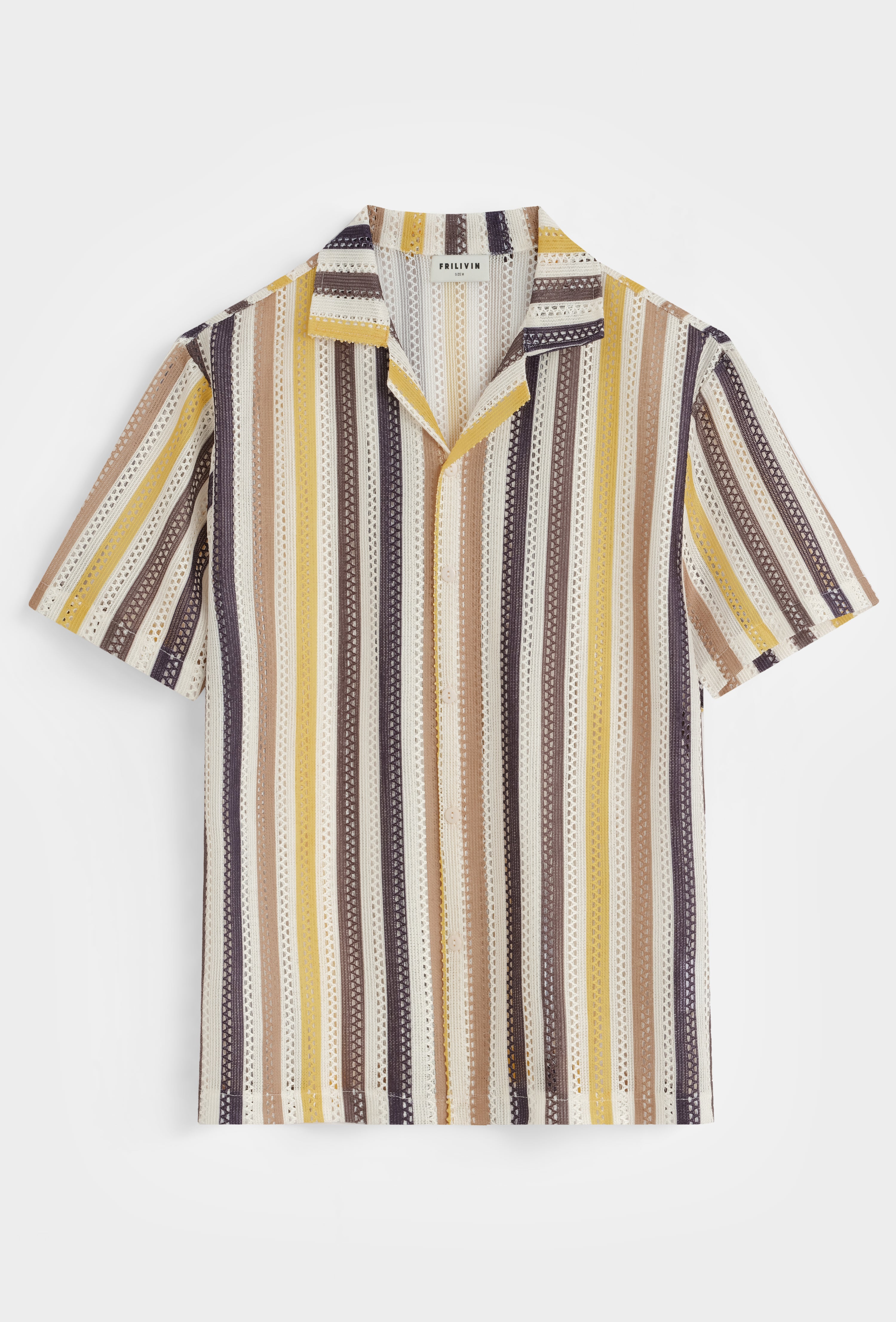 Chemise rayée col cubain