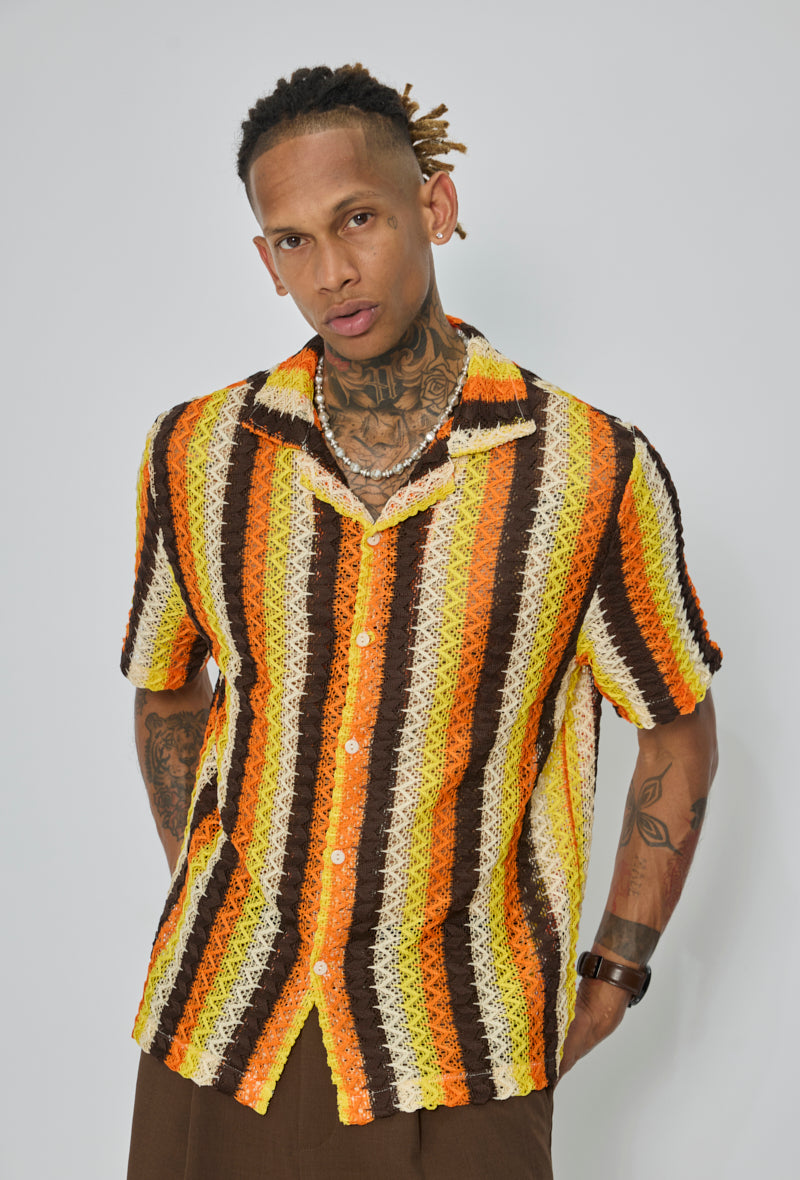 Chemise rayée col cubain