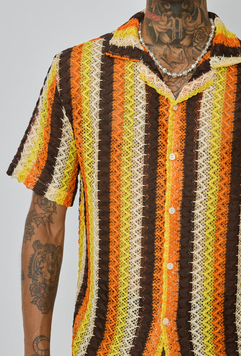 Chemise rayée col cubain