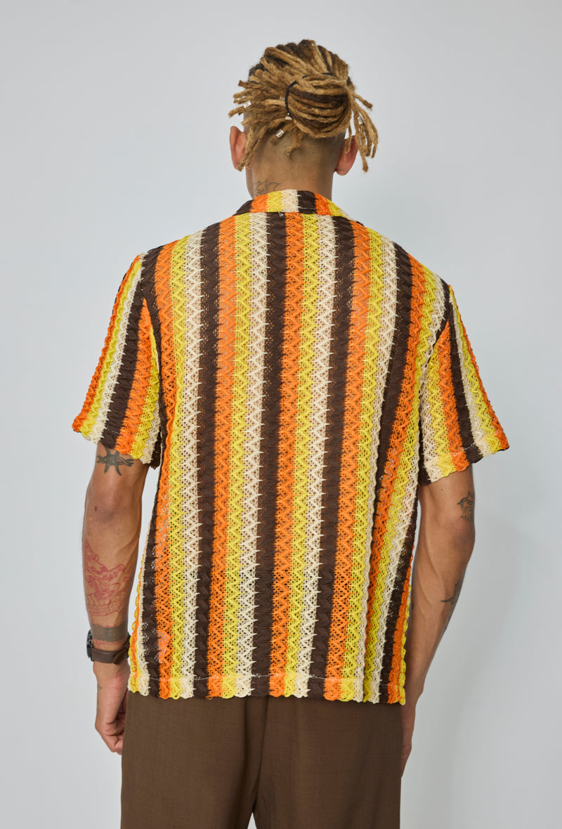 Chemise rayée col cubain