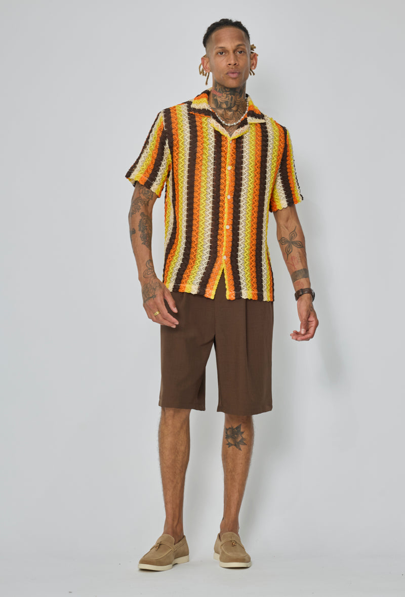 Chemise rayée col cubain