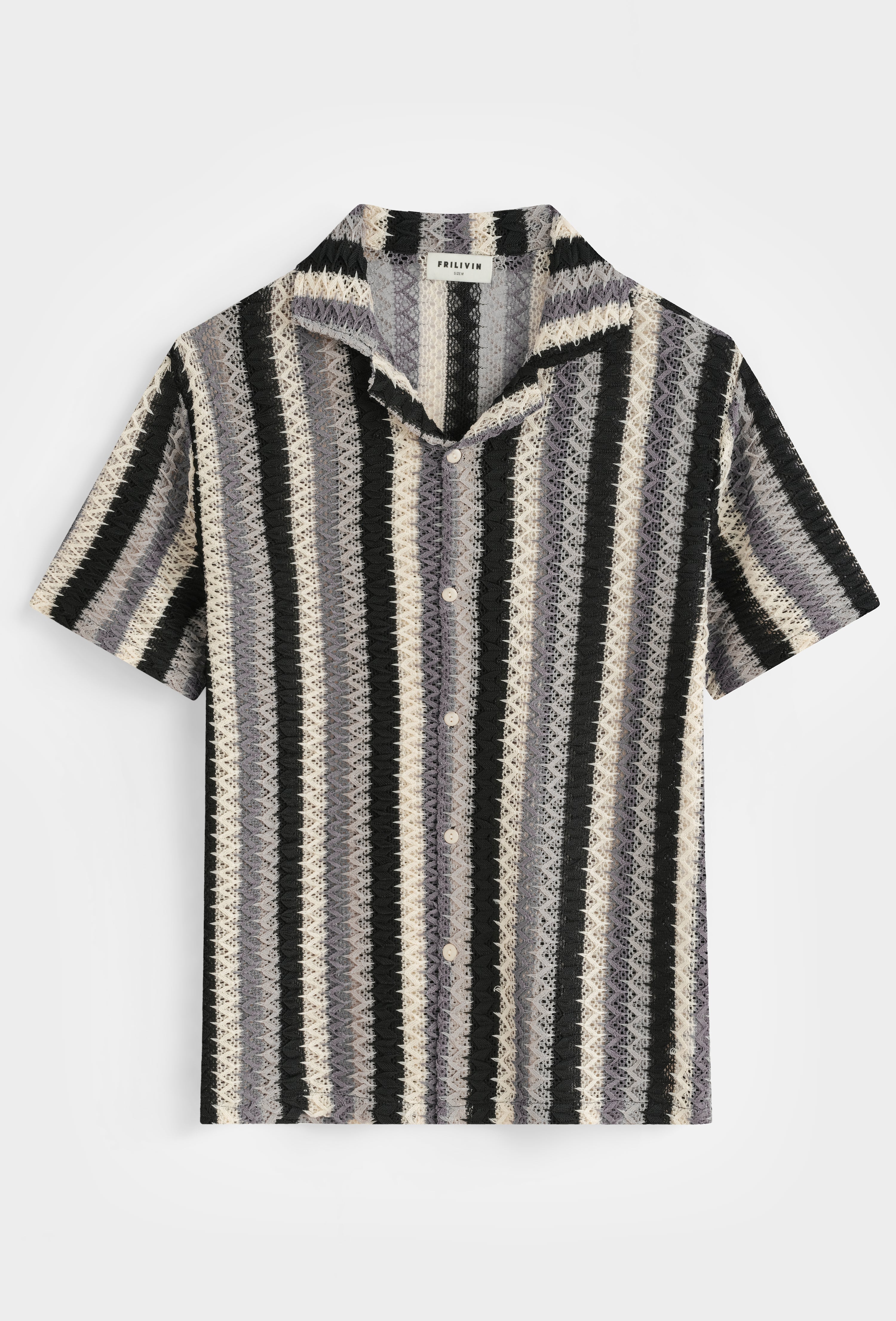 Chemise rayée col cubain