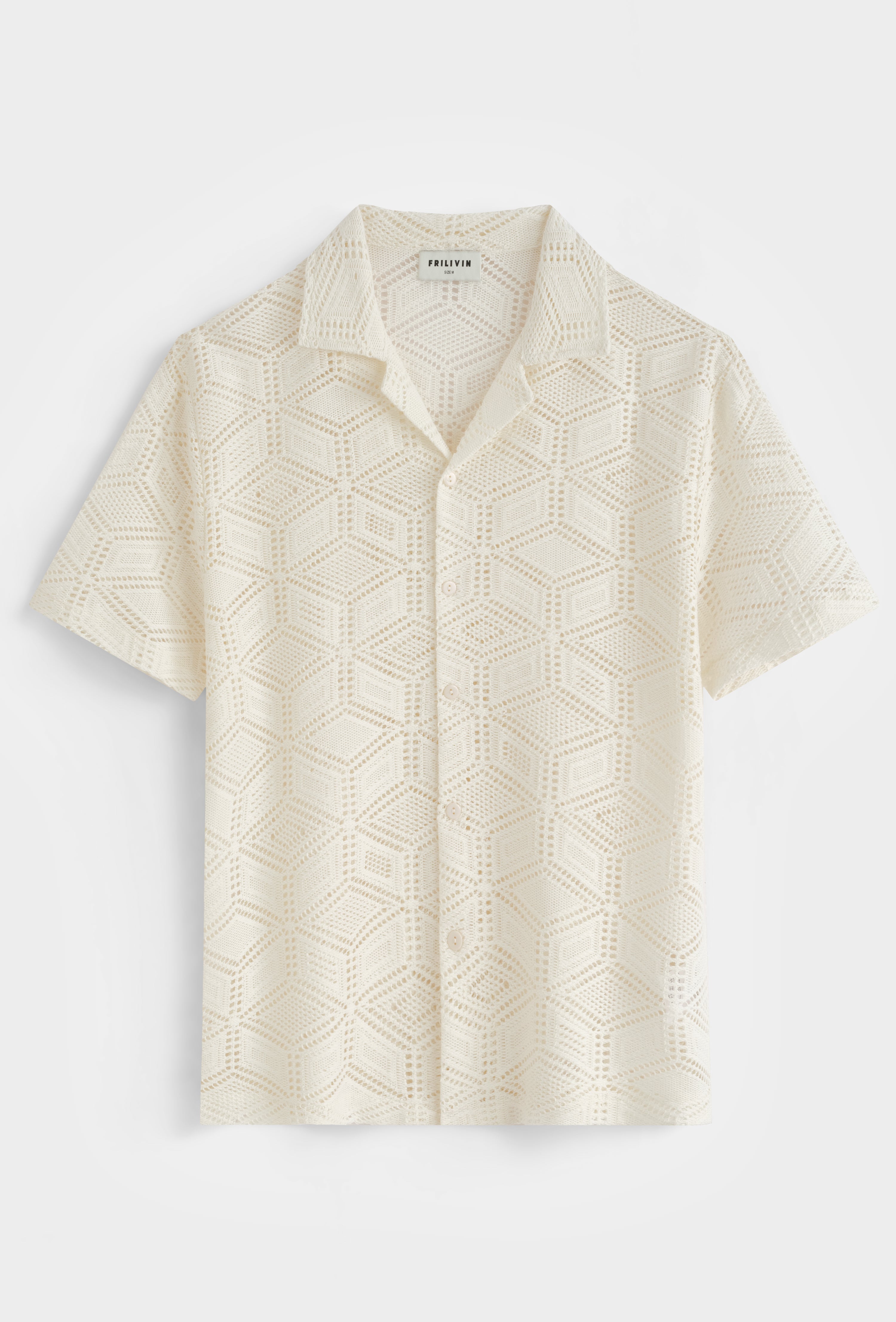 Chemise col cubain ajourée