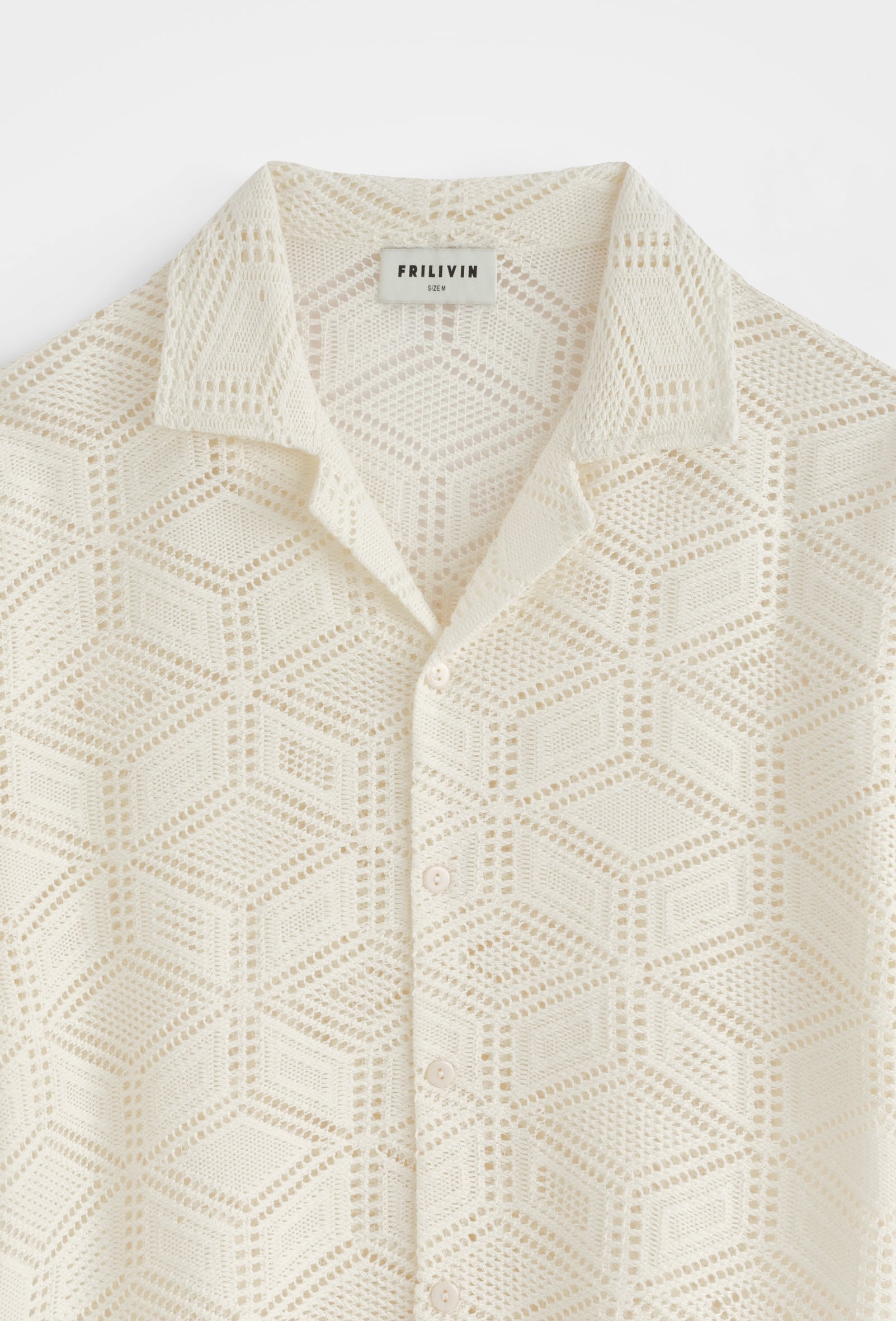 Chemise col cubain ajourée