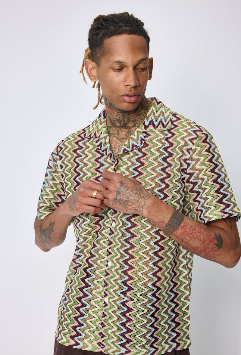 Chemise resort motif zigzag