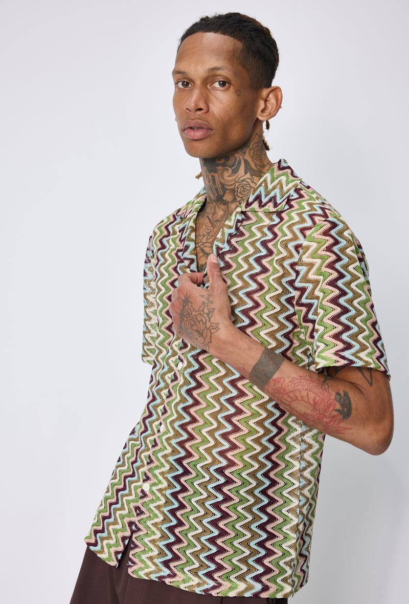 Chemise resort motif zigzag