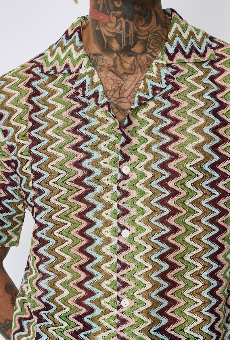 Chemise resort motif zigzag