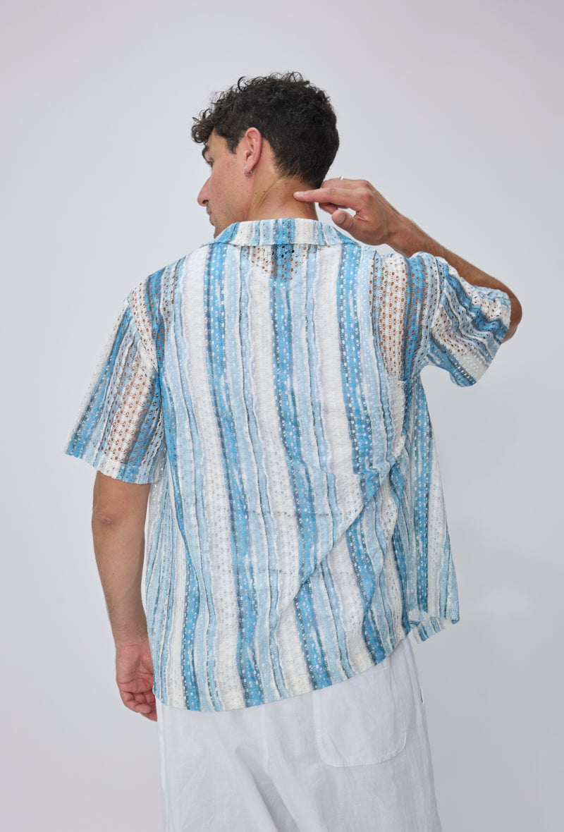 Chemise rayée col cubain
