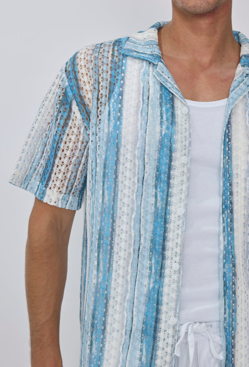 Chemise rayée col cubain