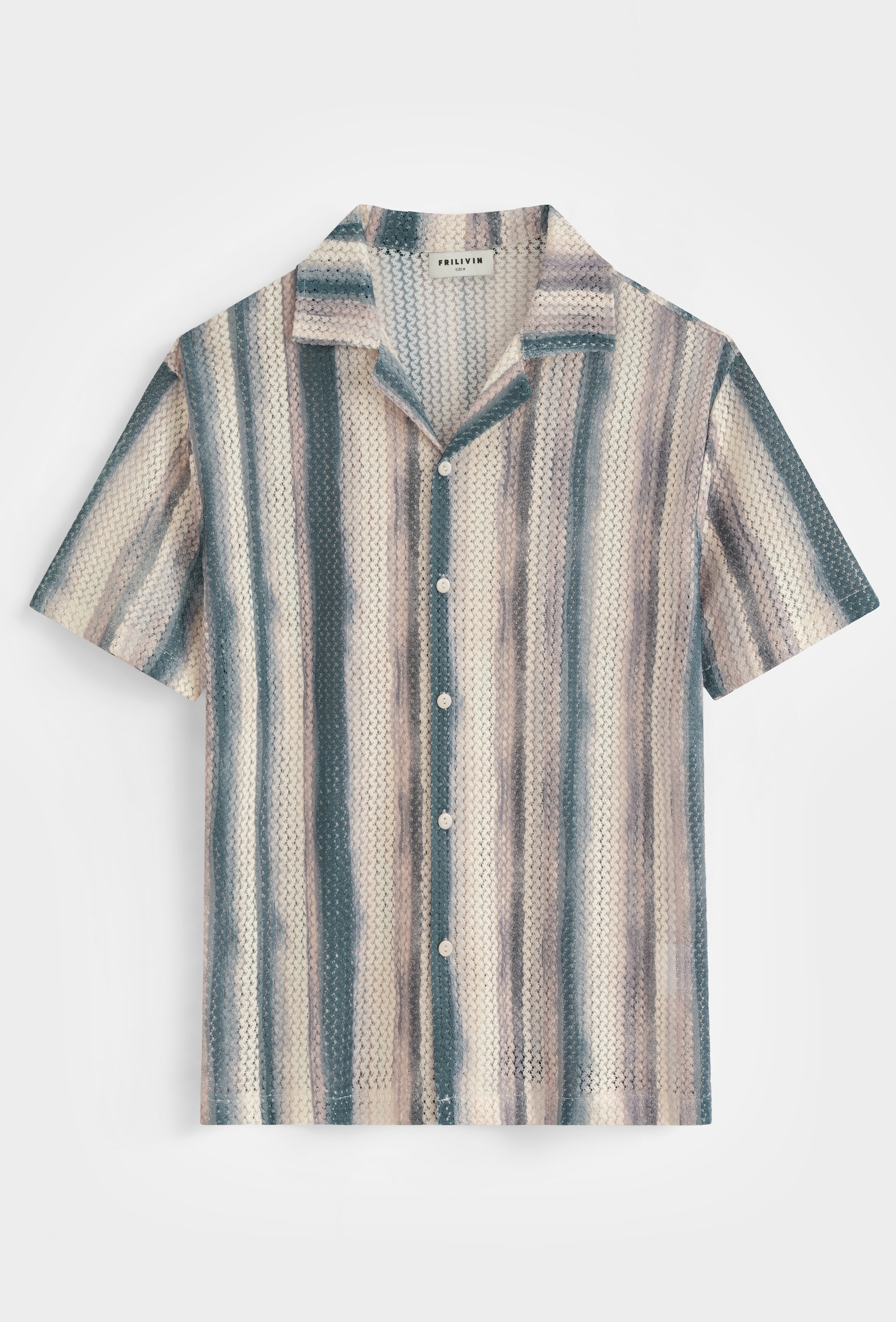 Chemise rayée col cubain