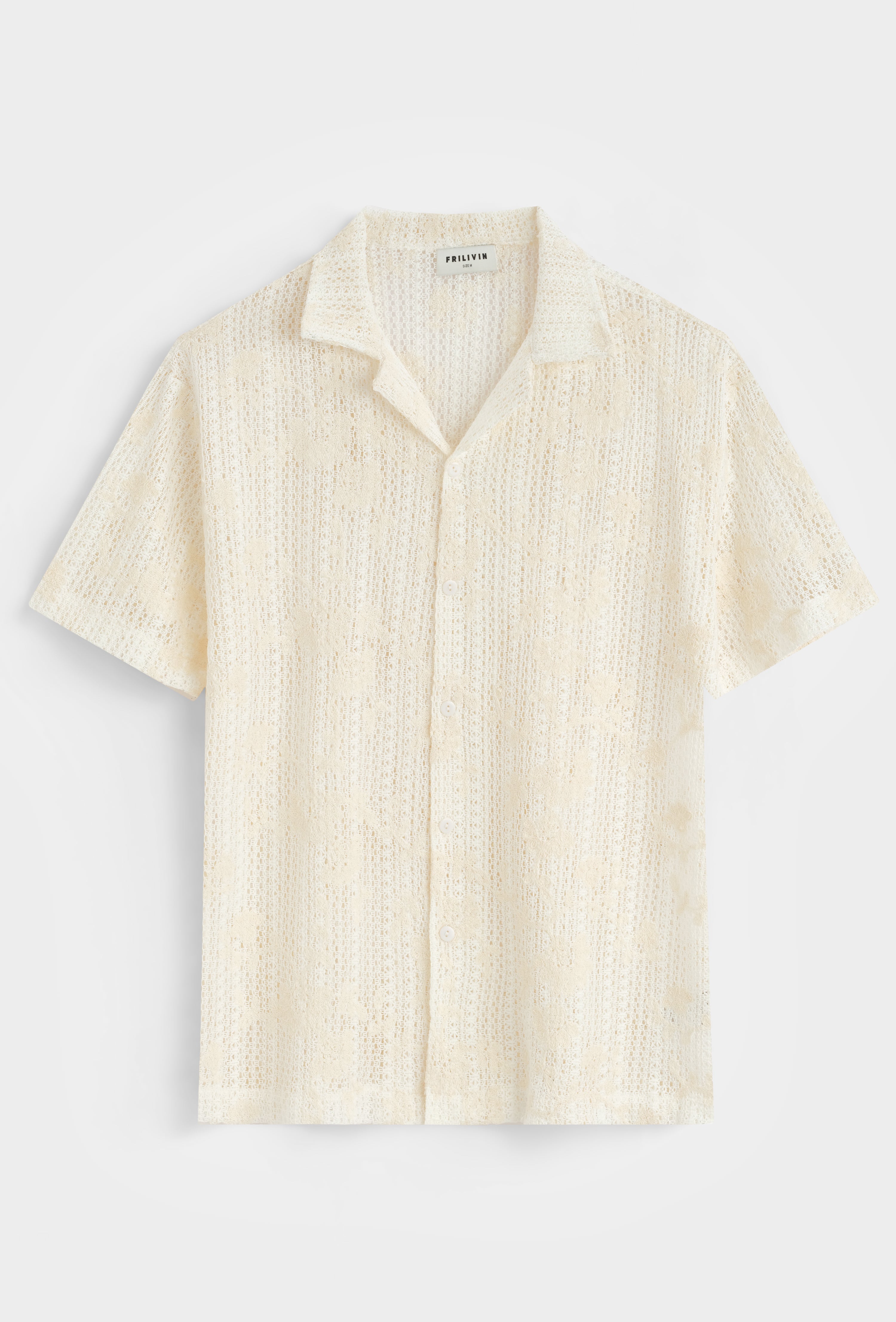 Chemise col cubain ajourée