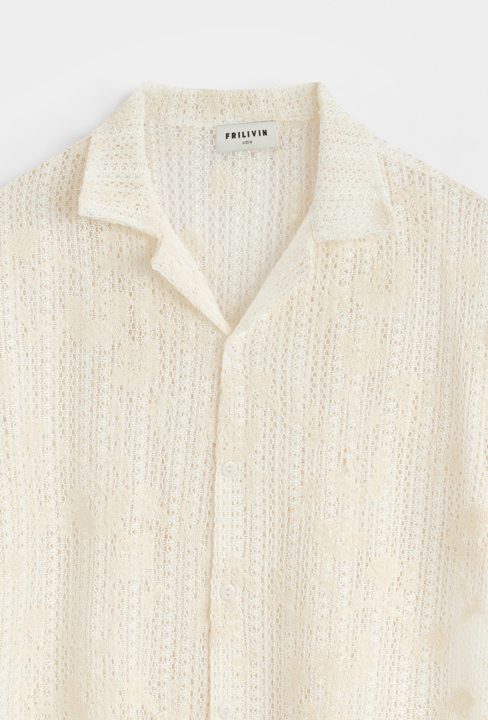 Chemise col cubain ajourée