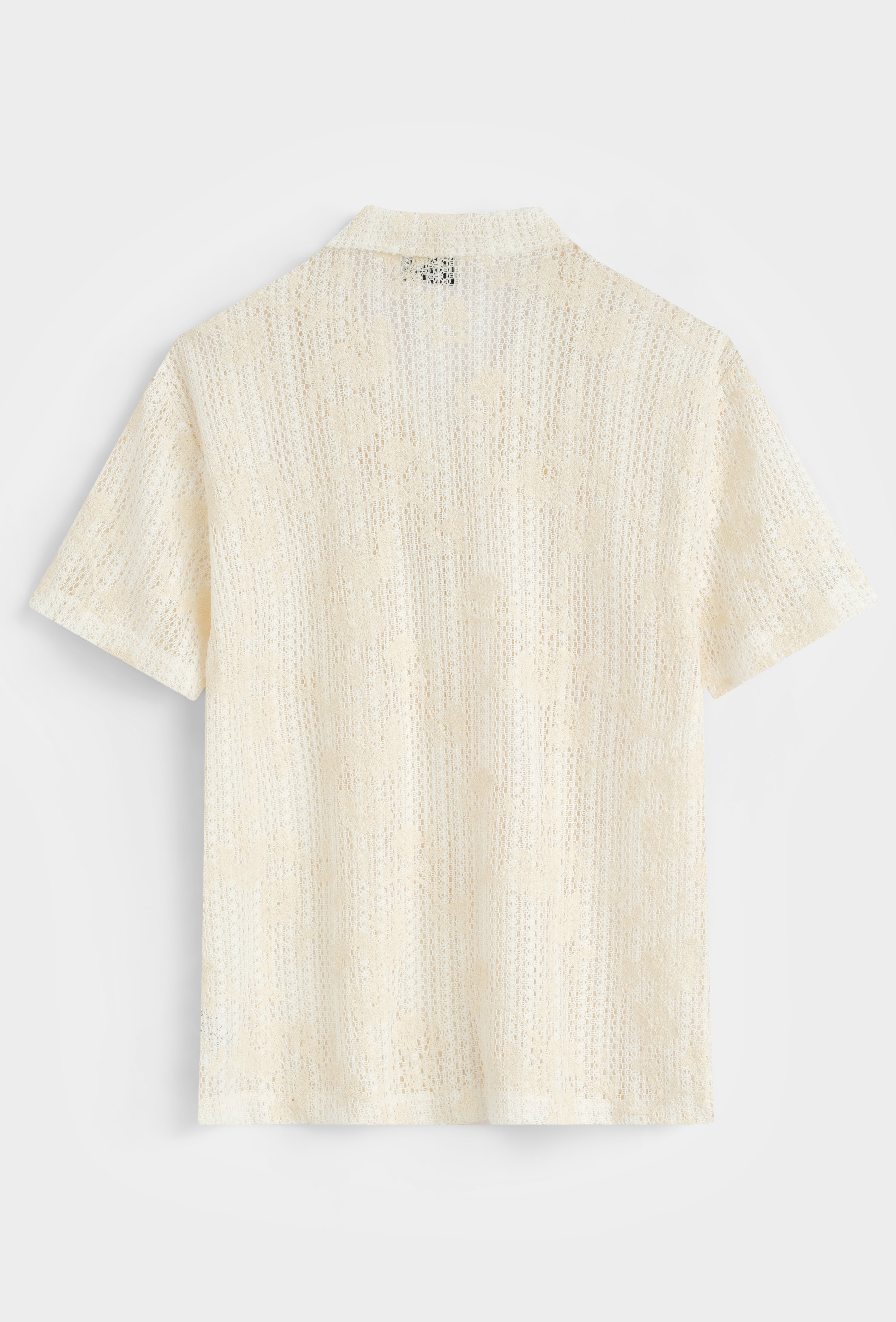 Chemise col cubain ajourée