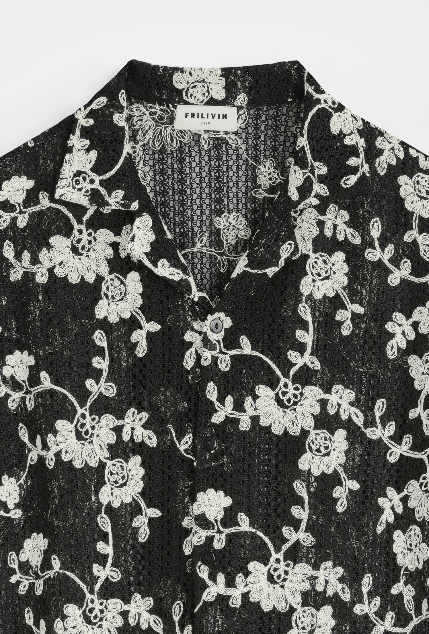 Chemise col cubain ajourée