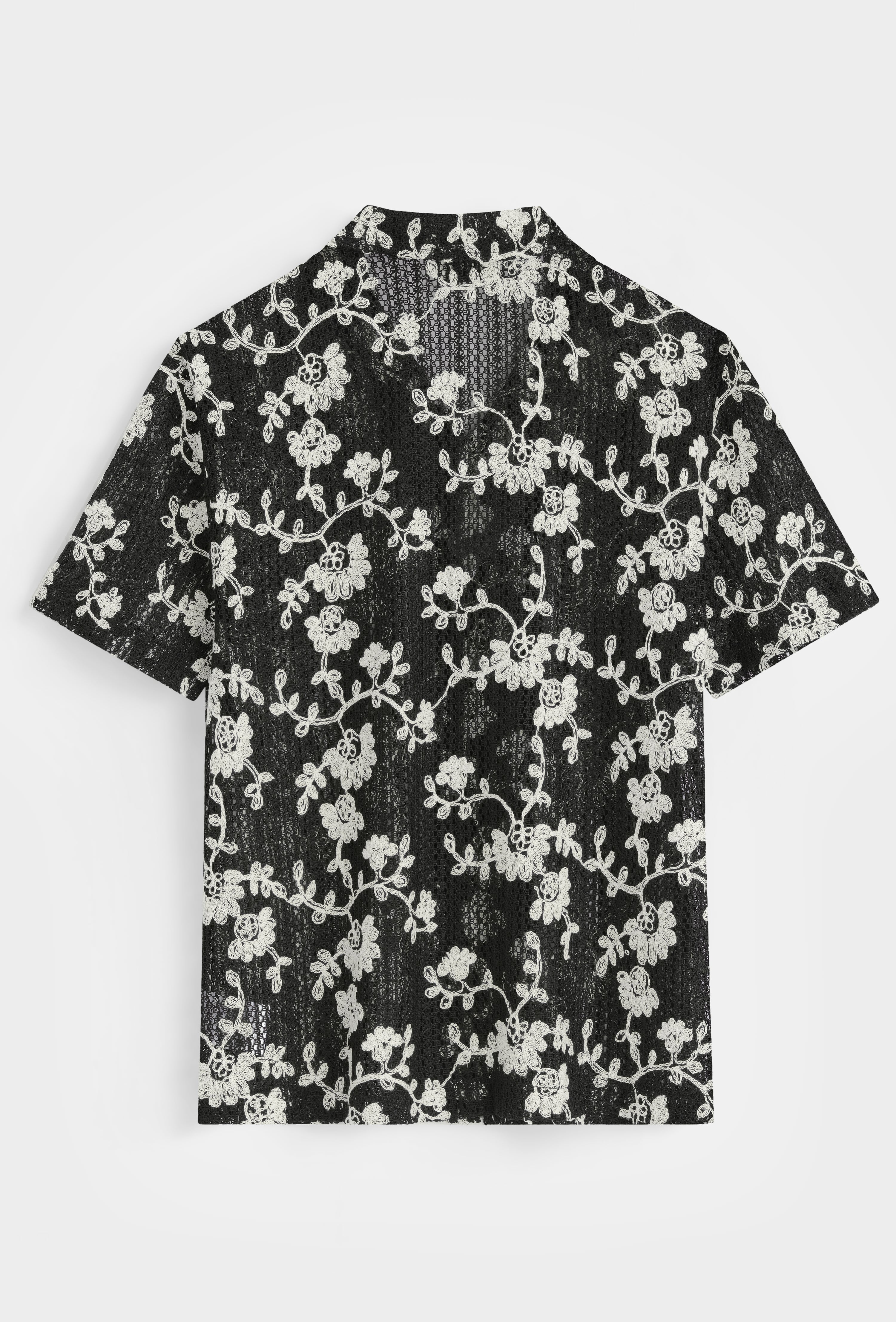Chemise col cubain ajourée