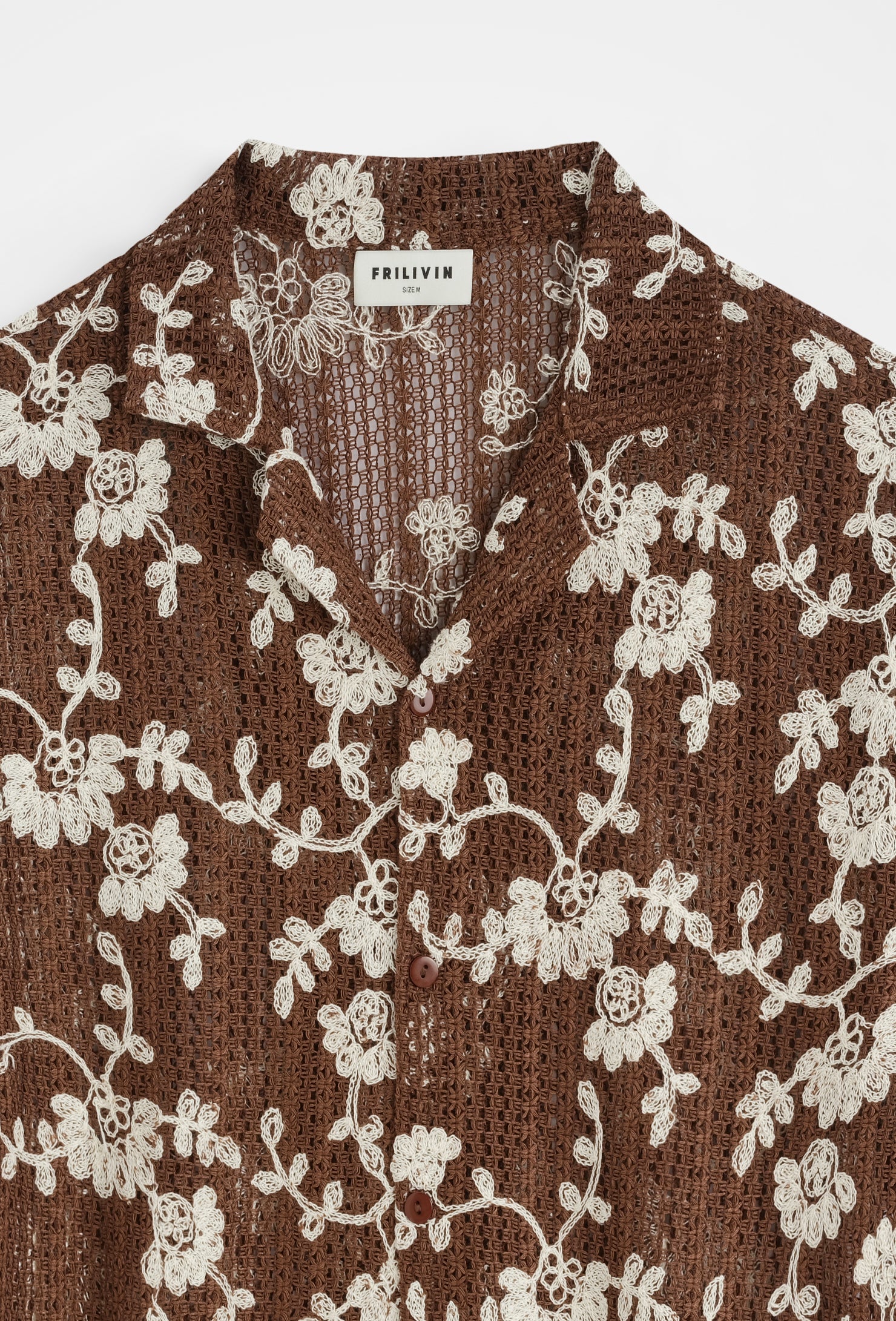 Chemise col cubain ajourée