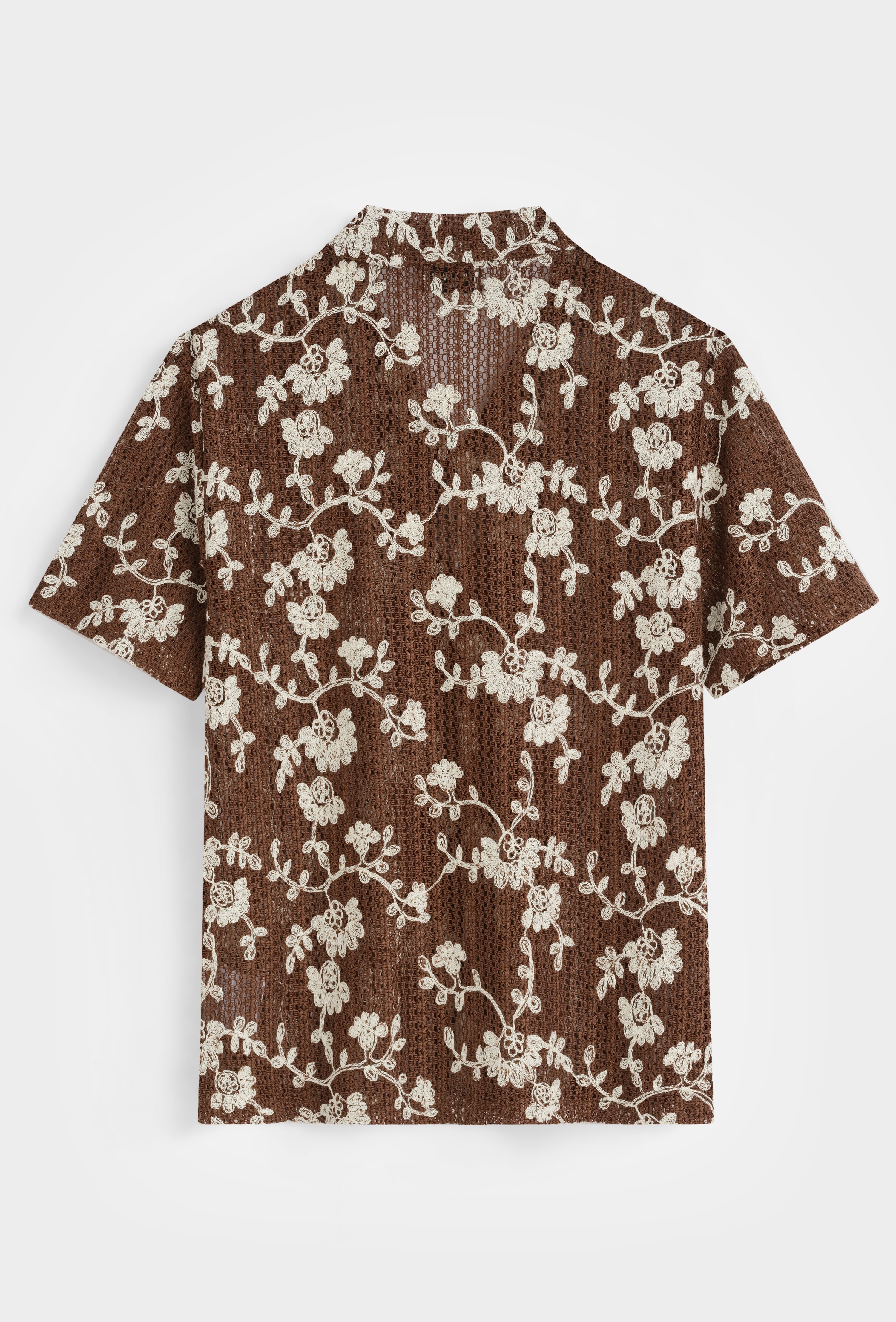 Chemise col cubain ajourée