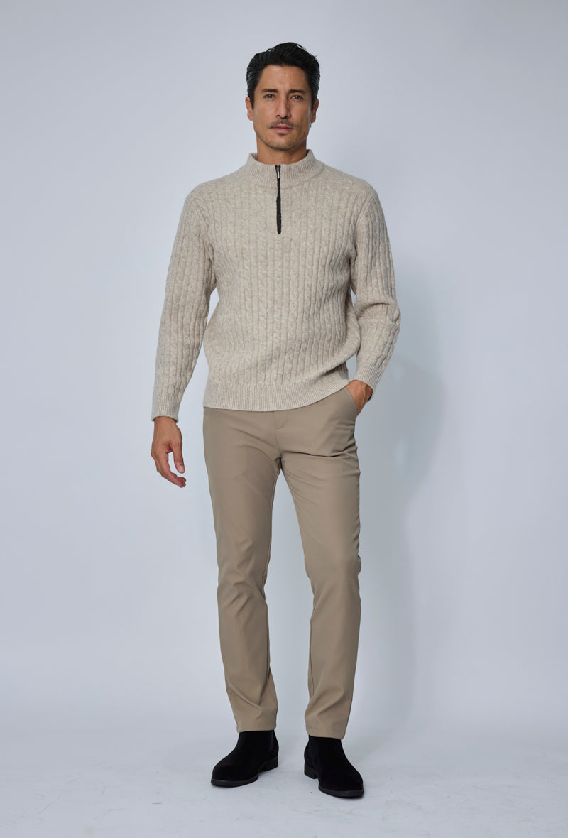Pull torsadé col zippé